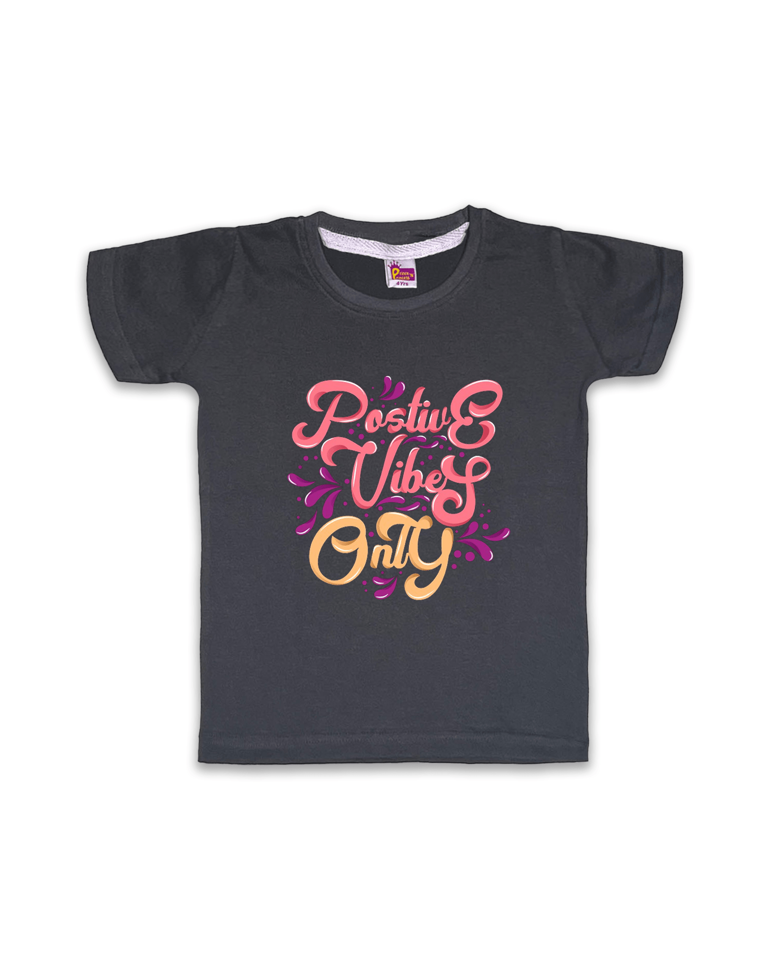Girls T-Shirts Half Sleeve (Dark Grey) FTS079 - Prince N Princess