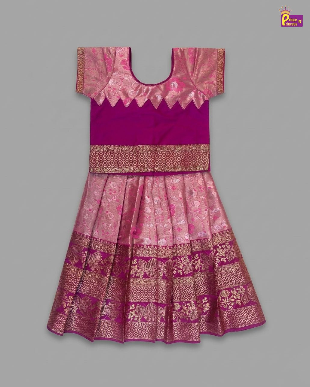 Girls Traditional Pattupavadai in Pink PPP1995 - Prince N Princess