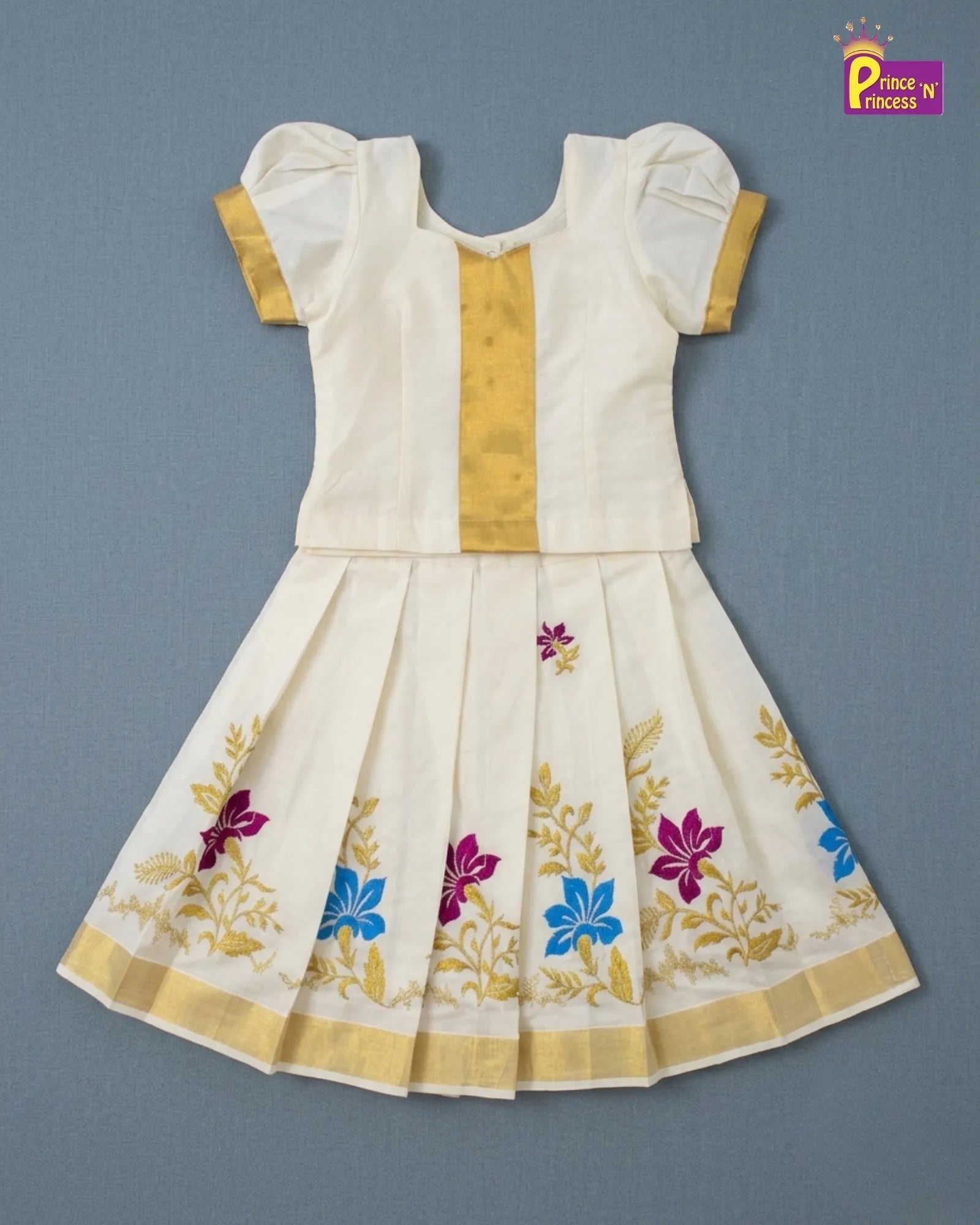 Girls Vishu Kerala Kasavu Traditional Pattu Pavadai PPP2004 - Prince N Princess