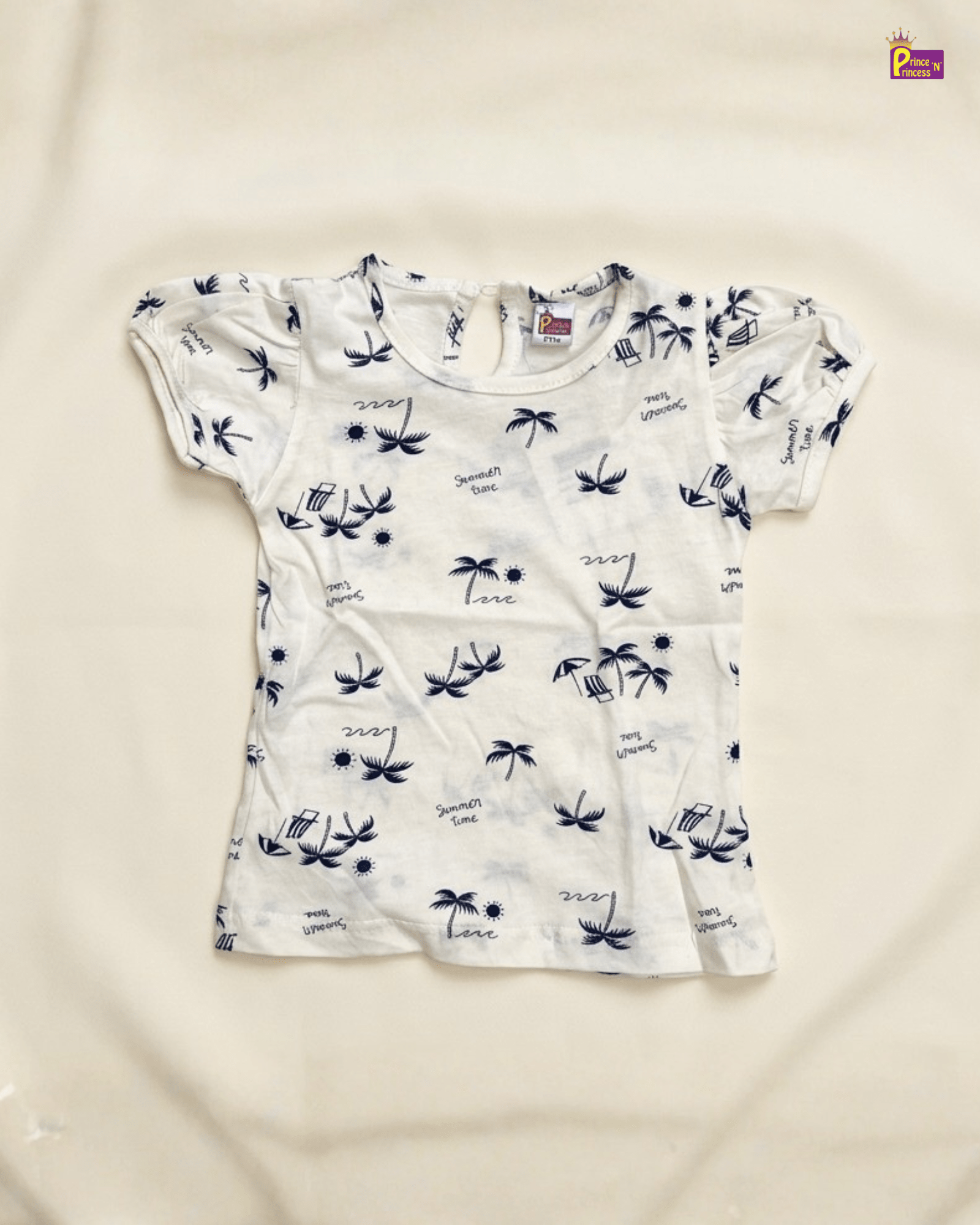 Girls White Printed TShirt GTS018 for kids festival wear