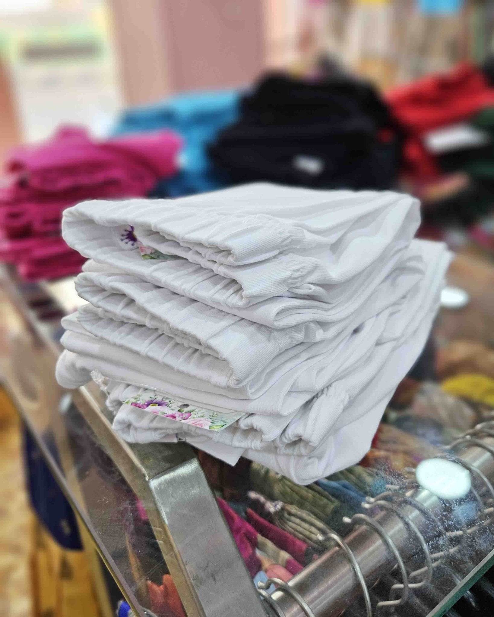 Girls White Solid Cotton leggings LG006 - Prince N Princess