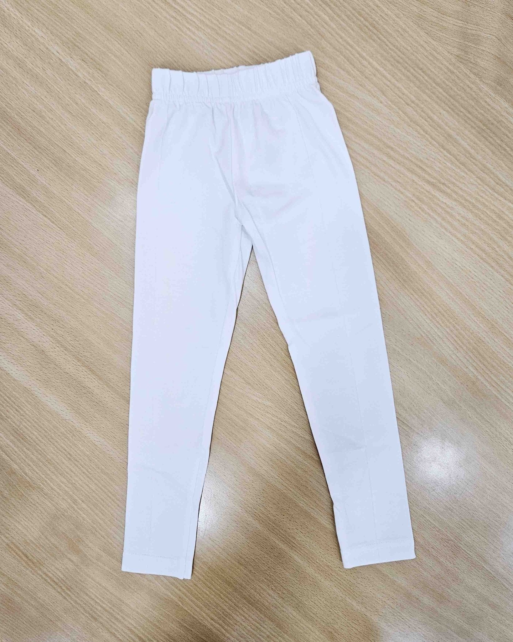 Girls White Solid Cotton leggings LG006 - Prince N Princess