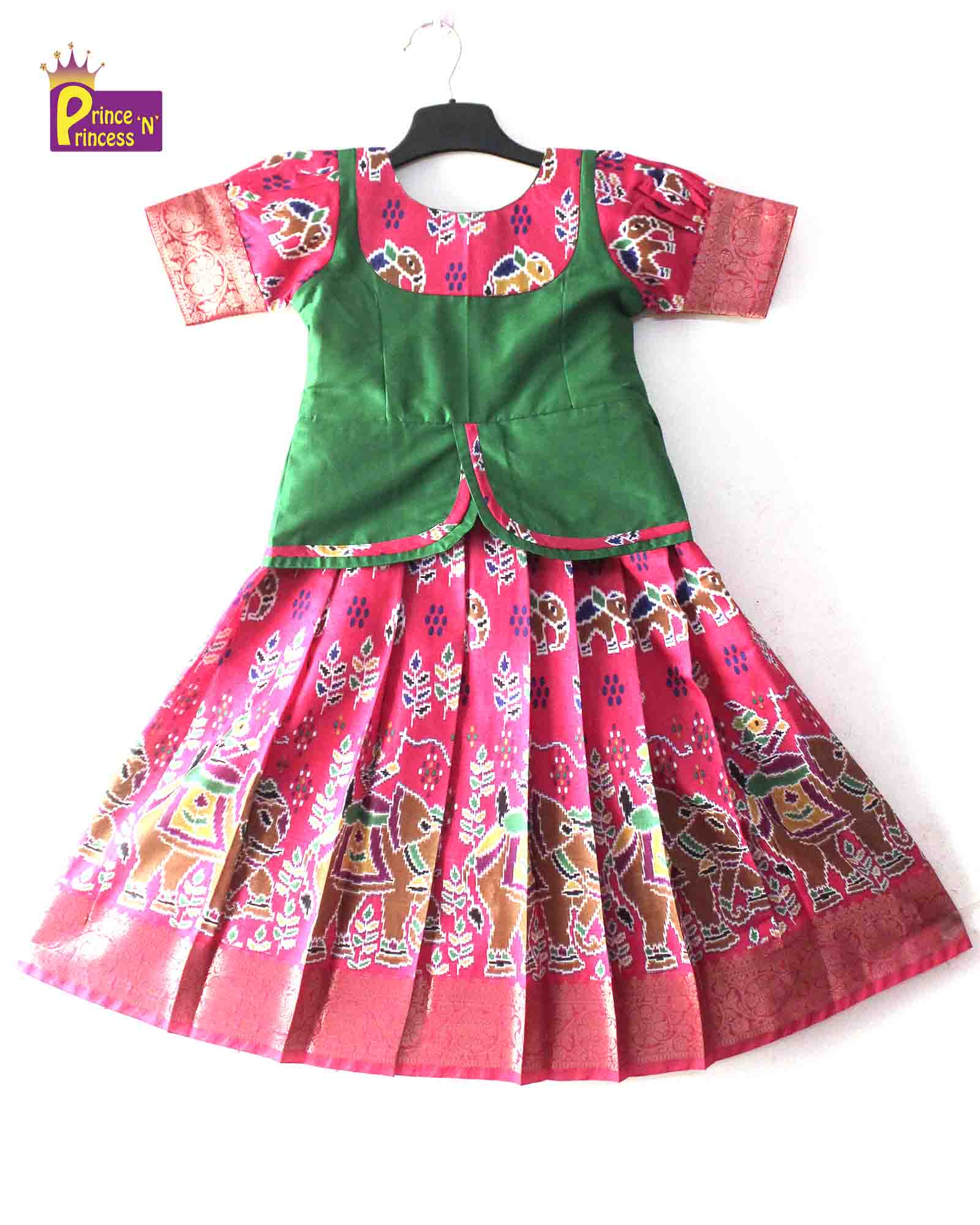 Green And Pink Traditional Pattu Pavadai PPP1368 - Prince N Princess
