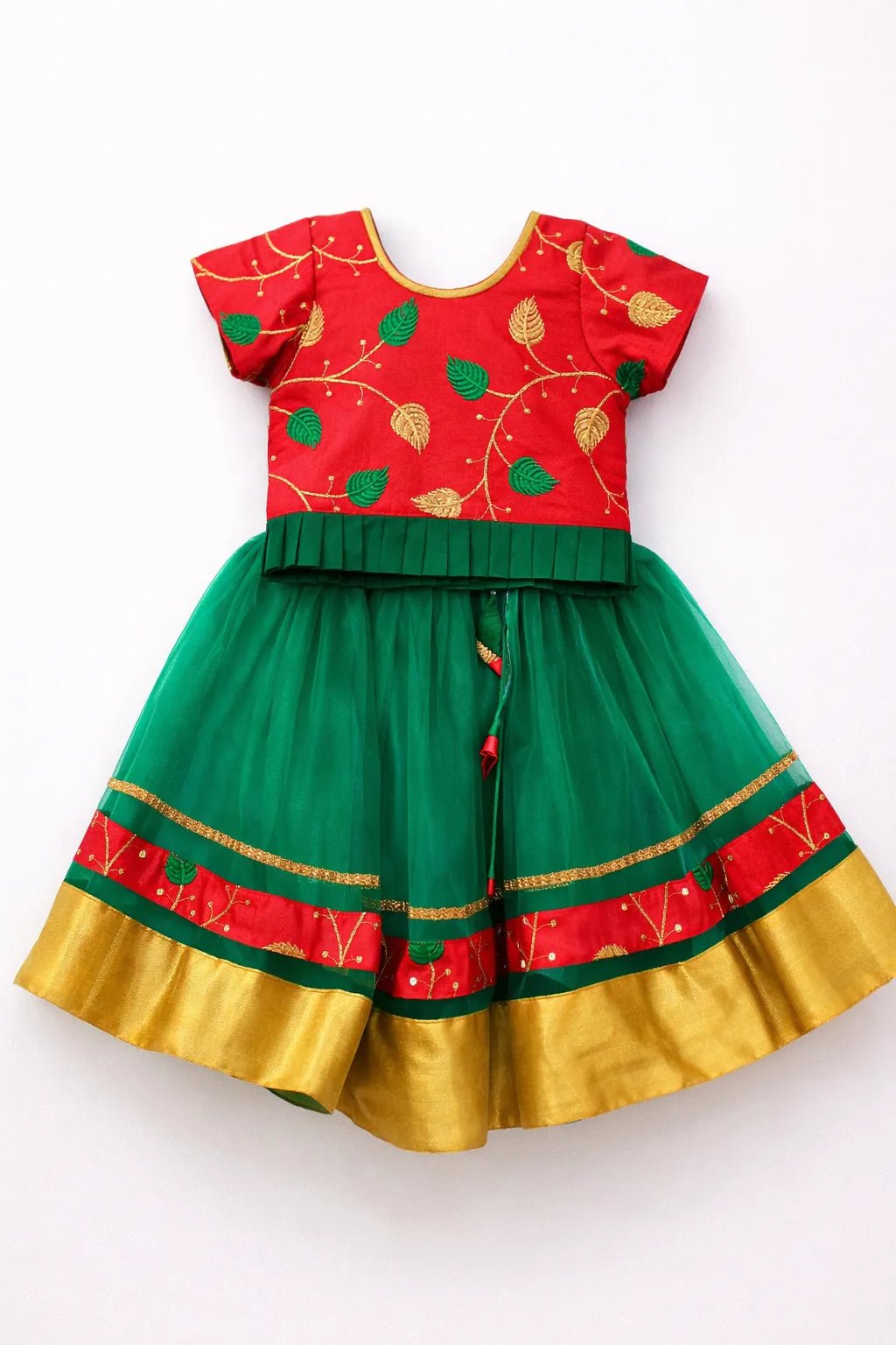Green and Red Sequence Embroidery tops Lehenga Choli LC062 - Prince N Princess