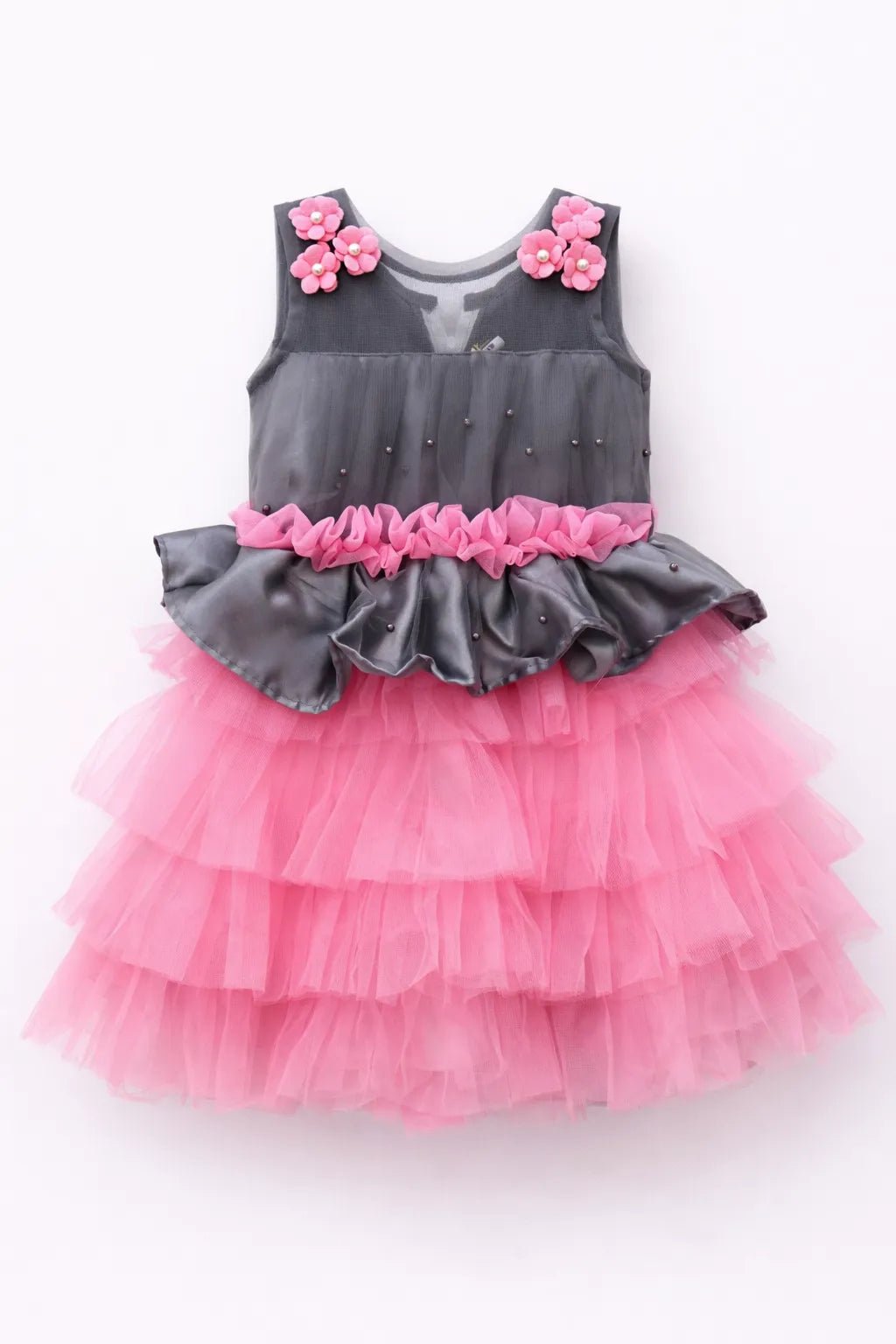 Grey with Pink Girls Party Gown BG162 - Prince N Princess
