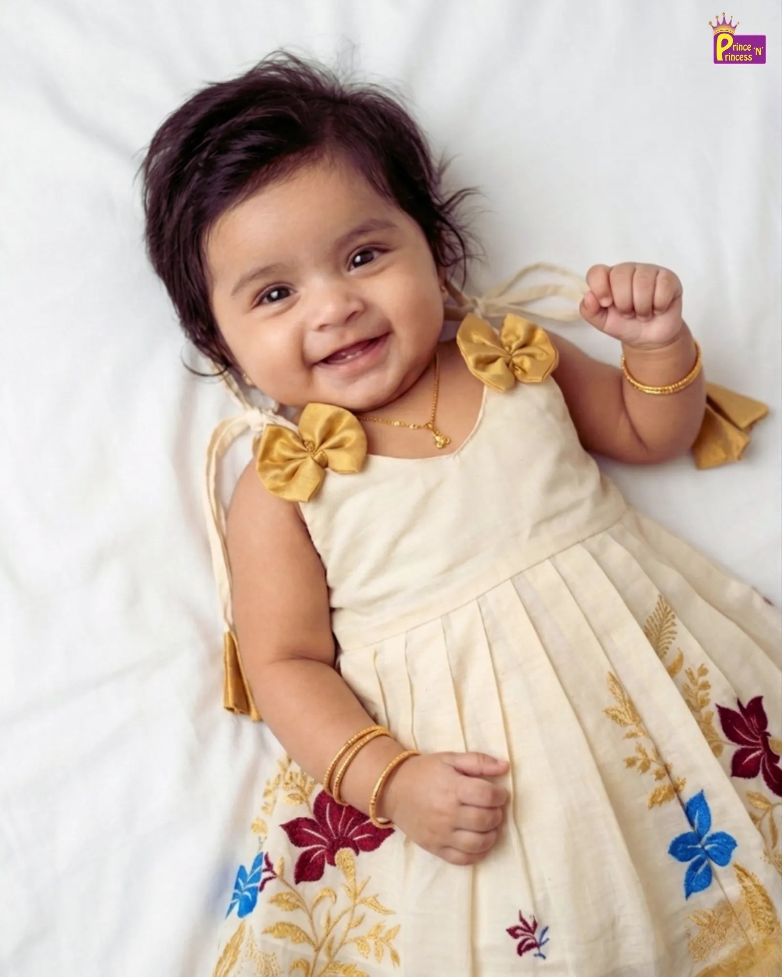 Kerala Traditional Flower embroidery Pattu Frock LF609 for kids festival wear