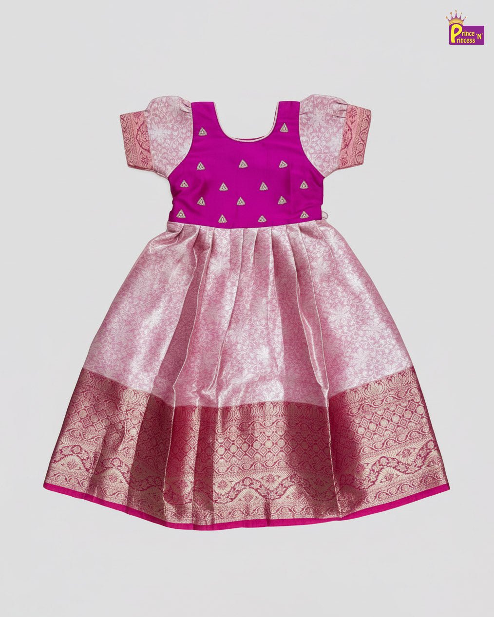 Kids AARI Ethnic Party Gown Megenta with Pink PG428 - Prince N Princess