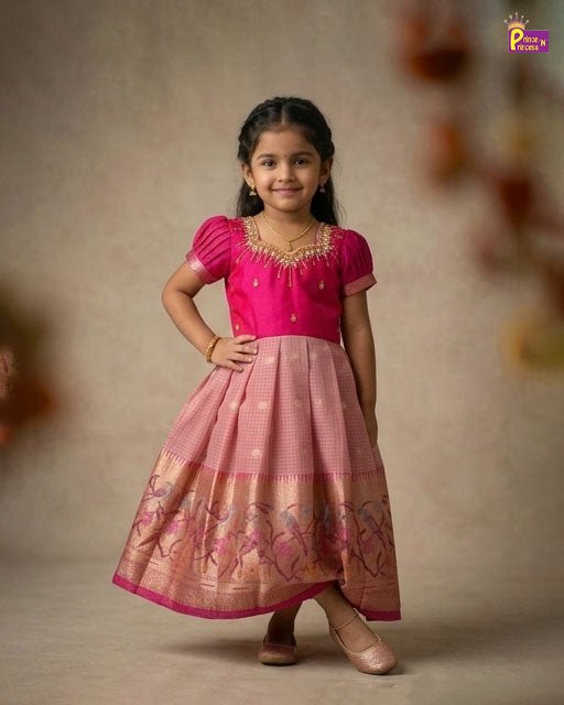 Kids AARI Ethnic Party Gown Pink PG683 - Prince N Princess