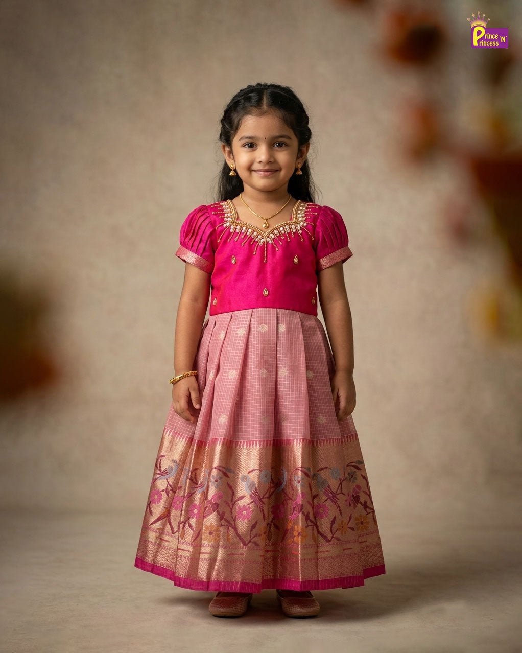 Kids AARI Ethnic Party Gown Pink PG683 - Prince N Princess
