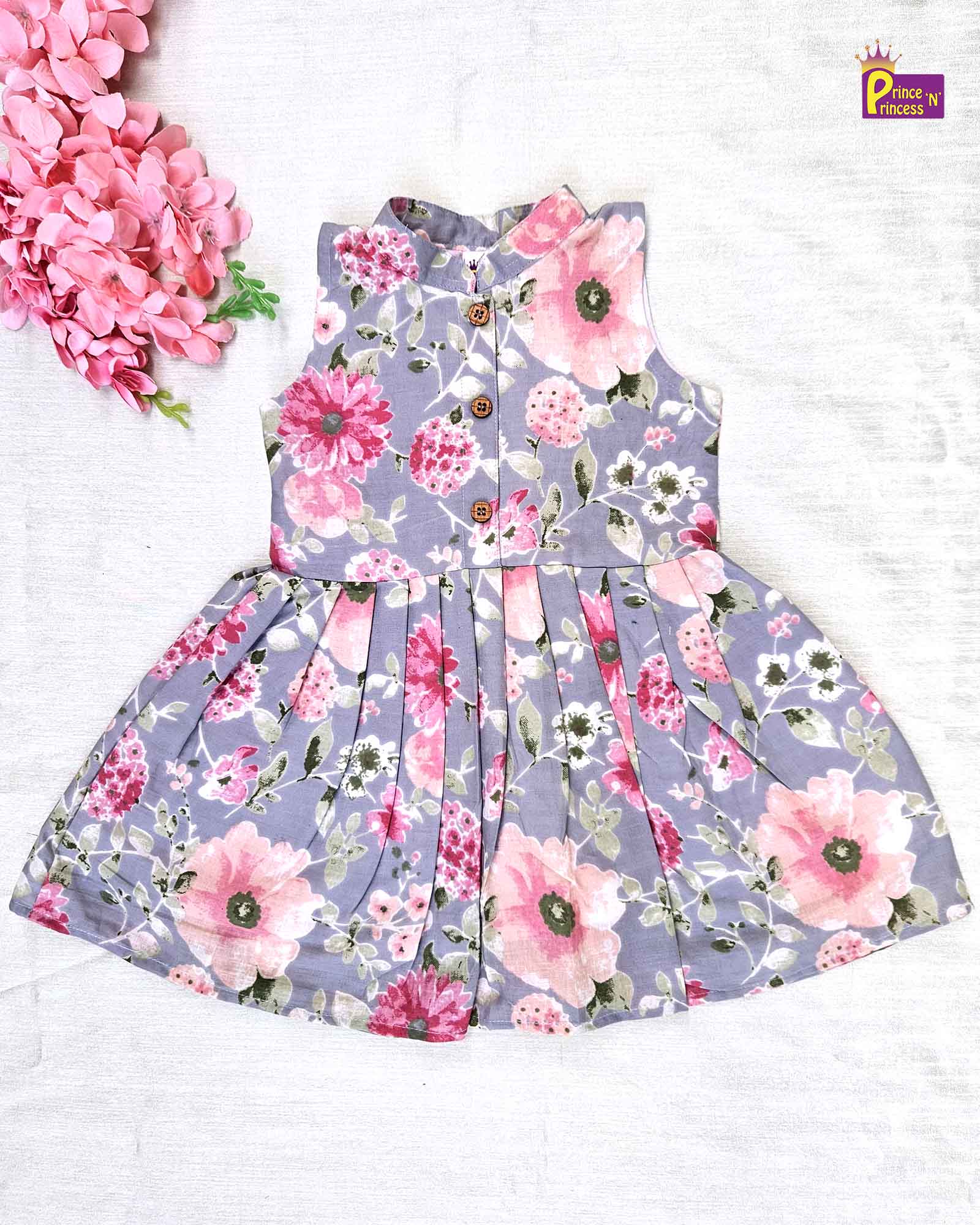 Kids Ash Cotton Frock CF361 - Prince N Princess