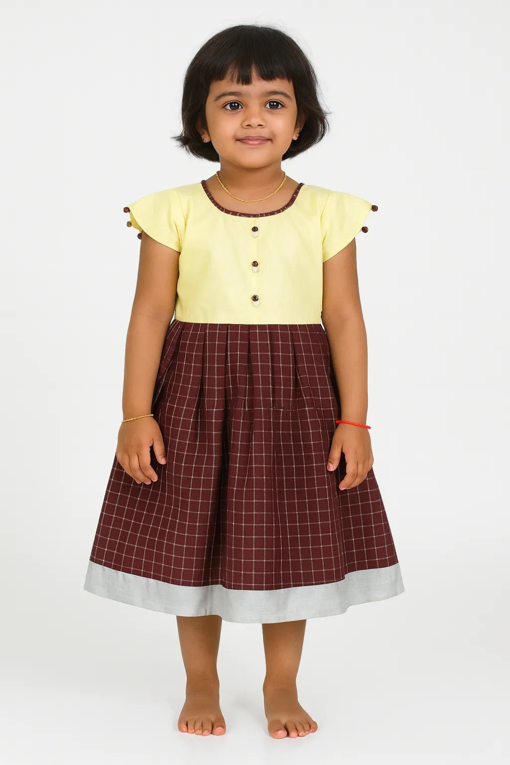 Kids Biege Coffee Brown Organza Gown PG370 - Prince N Princess