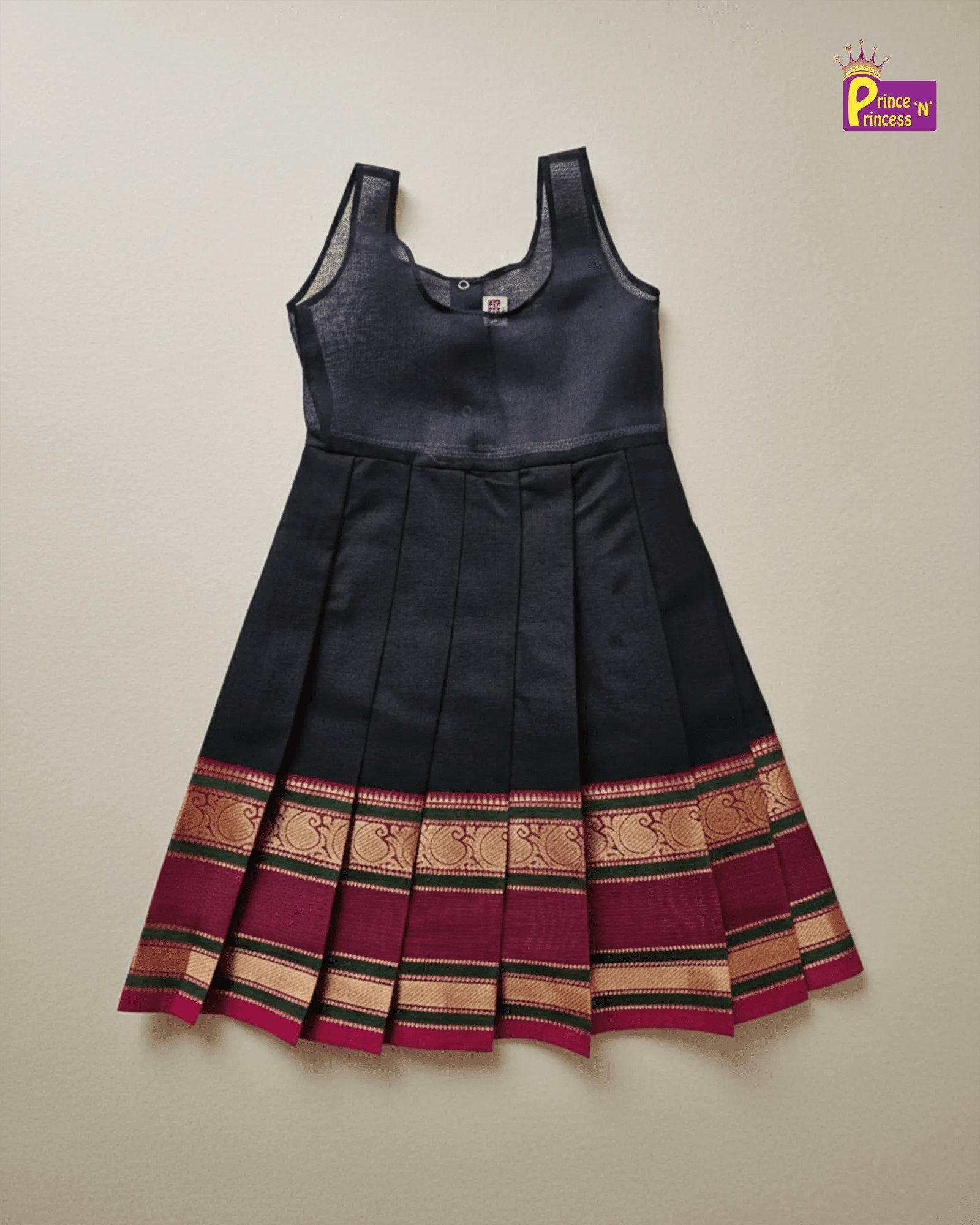 Kids Black Chettinad Cotton Pavadai Sattai PPP2001 - Prince N Princess