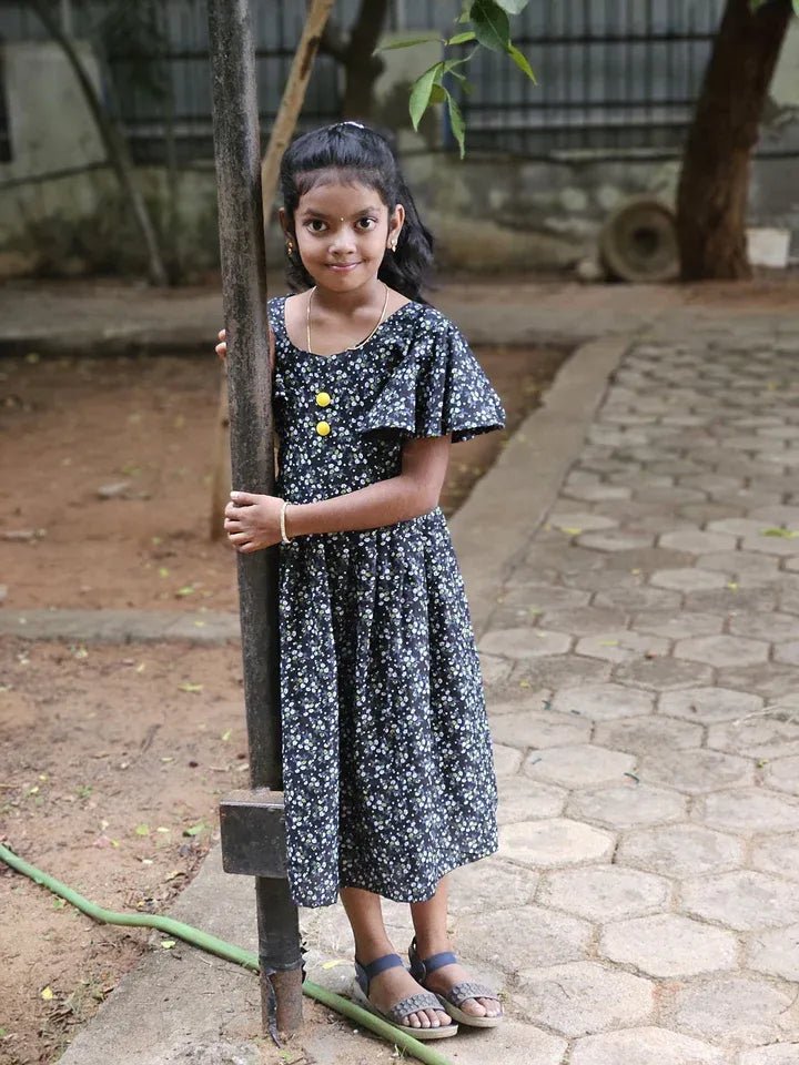 Kids Black Cotton Frock CF301 - Prince N Princess