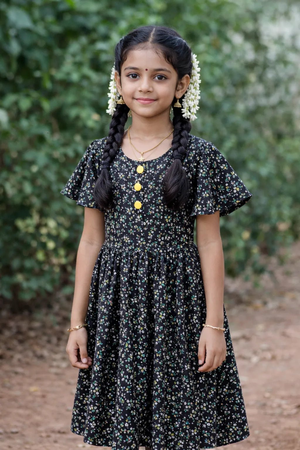 Kids Black Cotton Frock CF301 - Prince N Princess