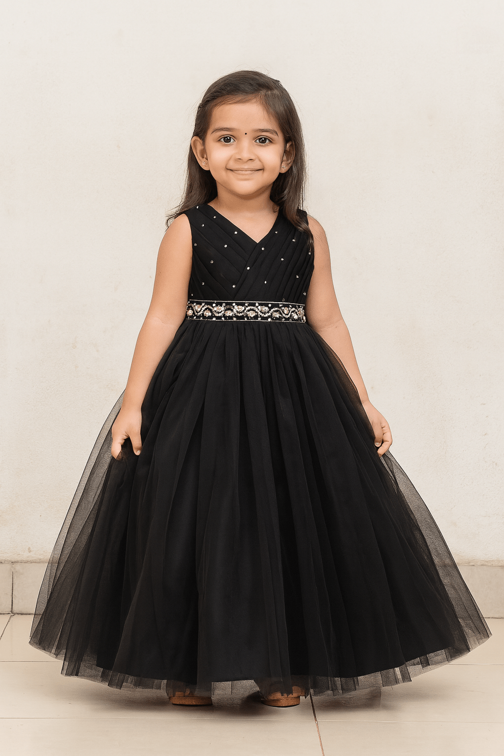 Kids Black Netted Full Gown WGF066 - Prince N Princess