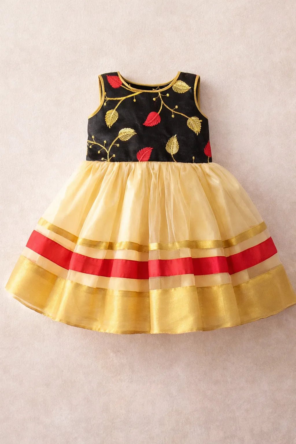 Kids Black Sandal Netted long gown PG344 - Prince N Princess