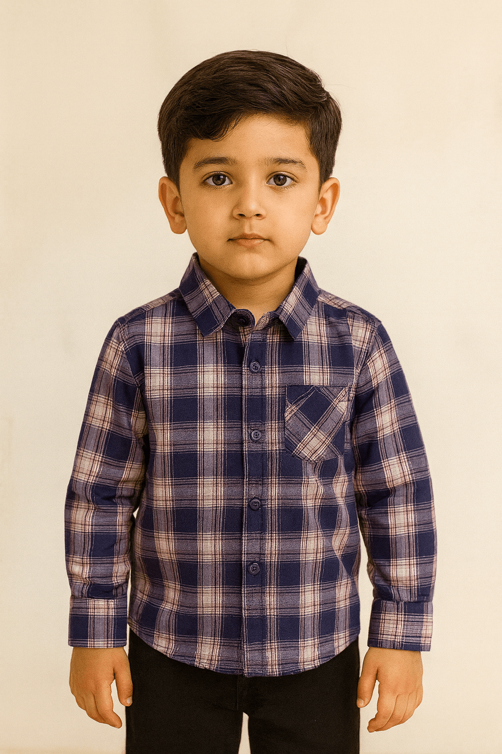 Kids Blue Checked Full Sleeve shirt ST133 - Prince N Princess
