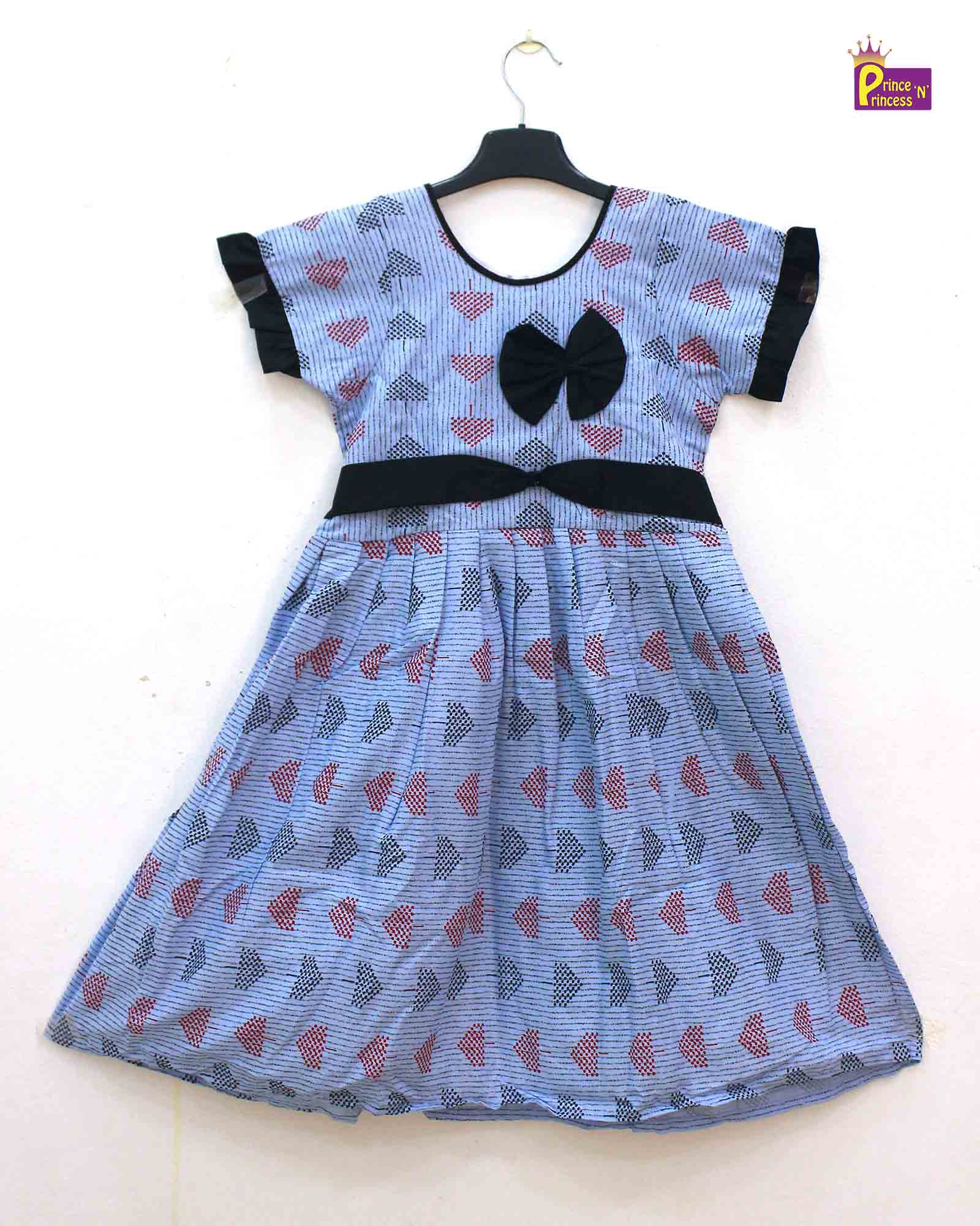 Kids Blue Cotton Frock CF246 - Prince N Princess