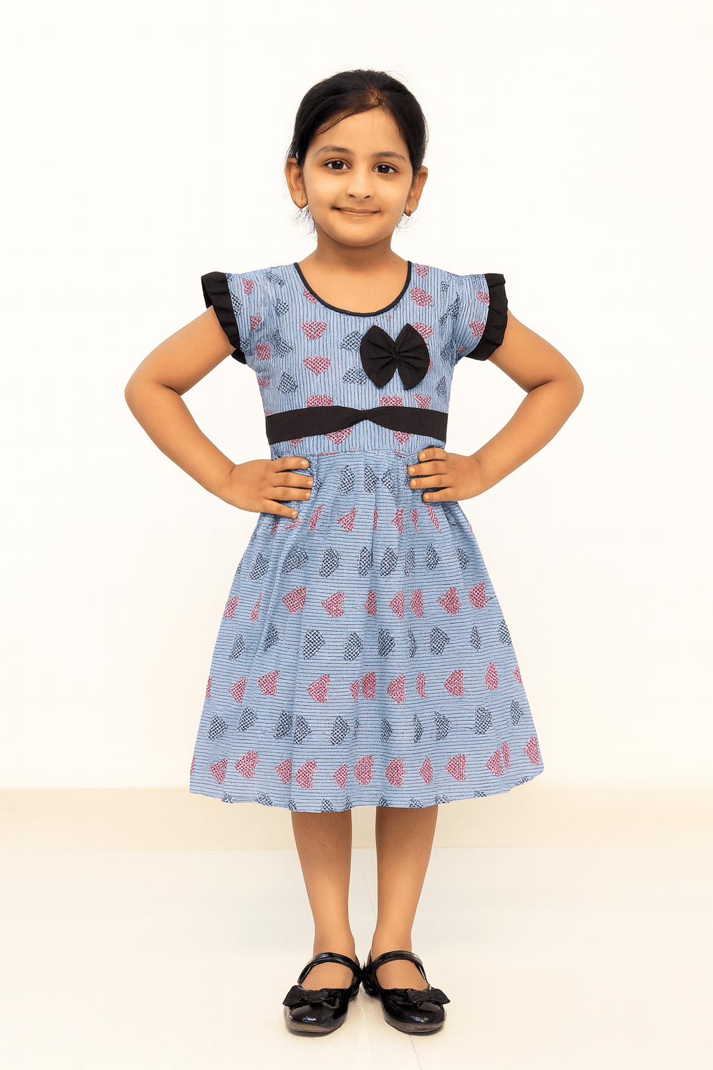 Kids Blue Cotton Frock CF246 - Prince N Princess