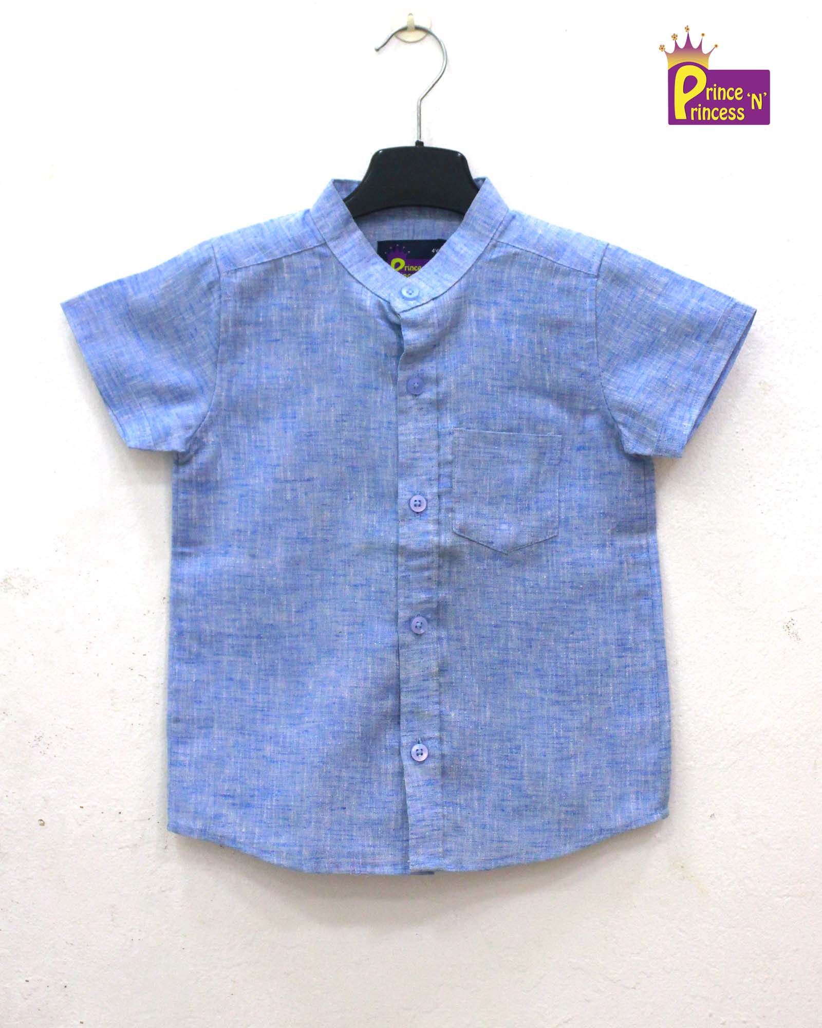 Kids Blue Cotton Half Shirt ST179 - Prince N Princess