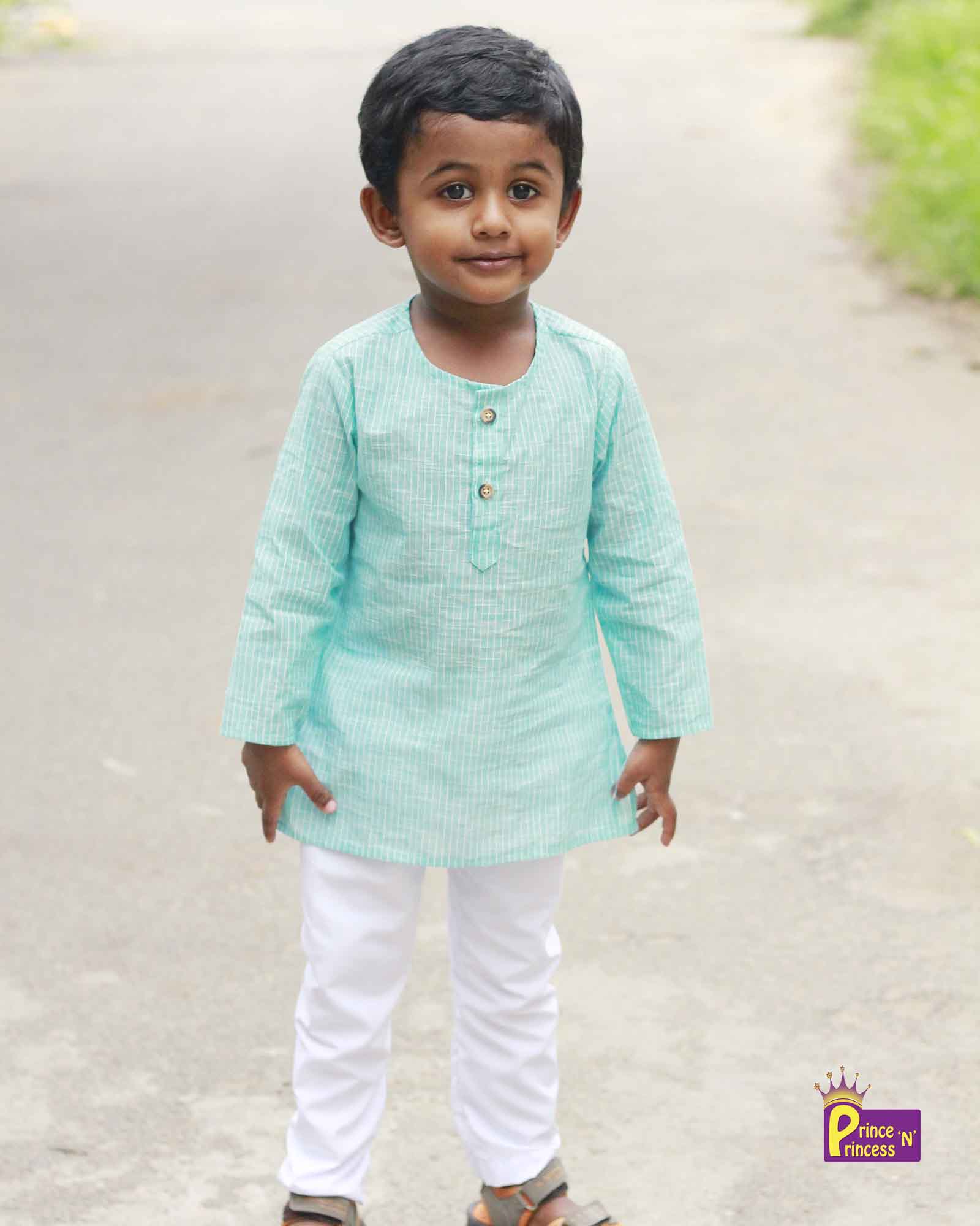 Kids Blue Cotton Kurta KP037 - Prince N Princess