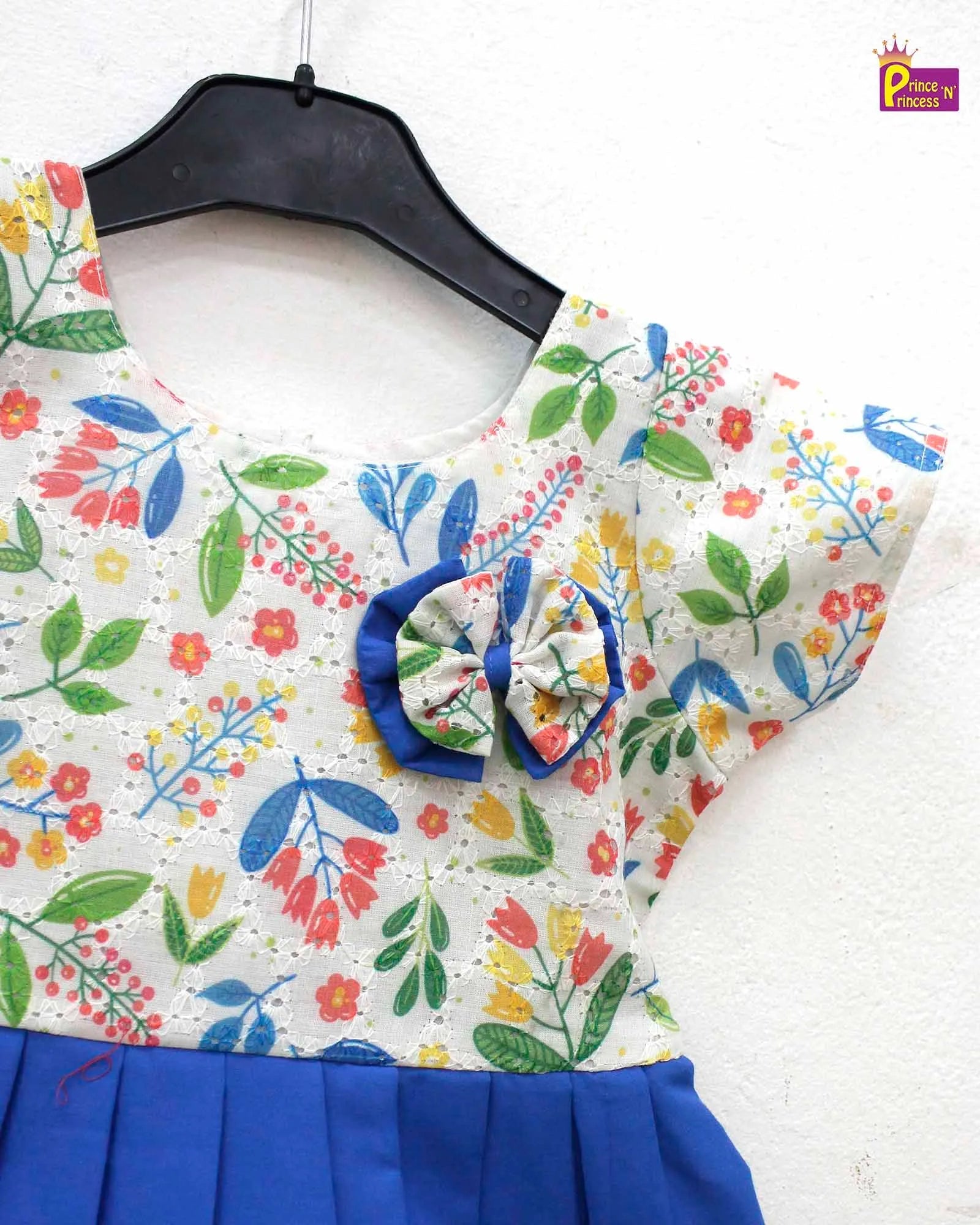 Kids Blue Hakbo Floral Tops with Cotton Skirt CF346 - Prince N Princess