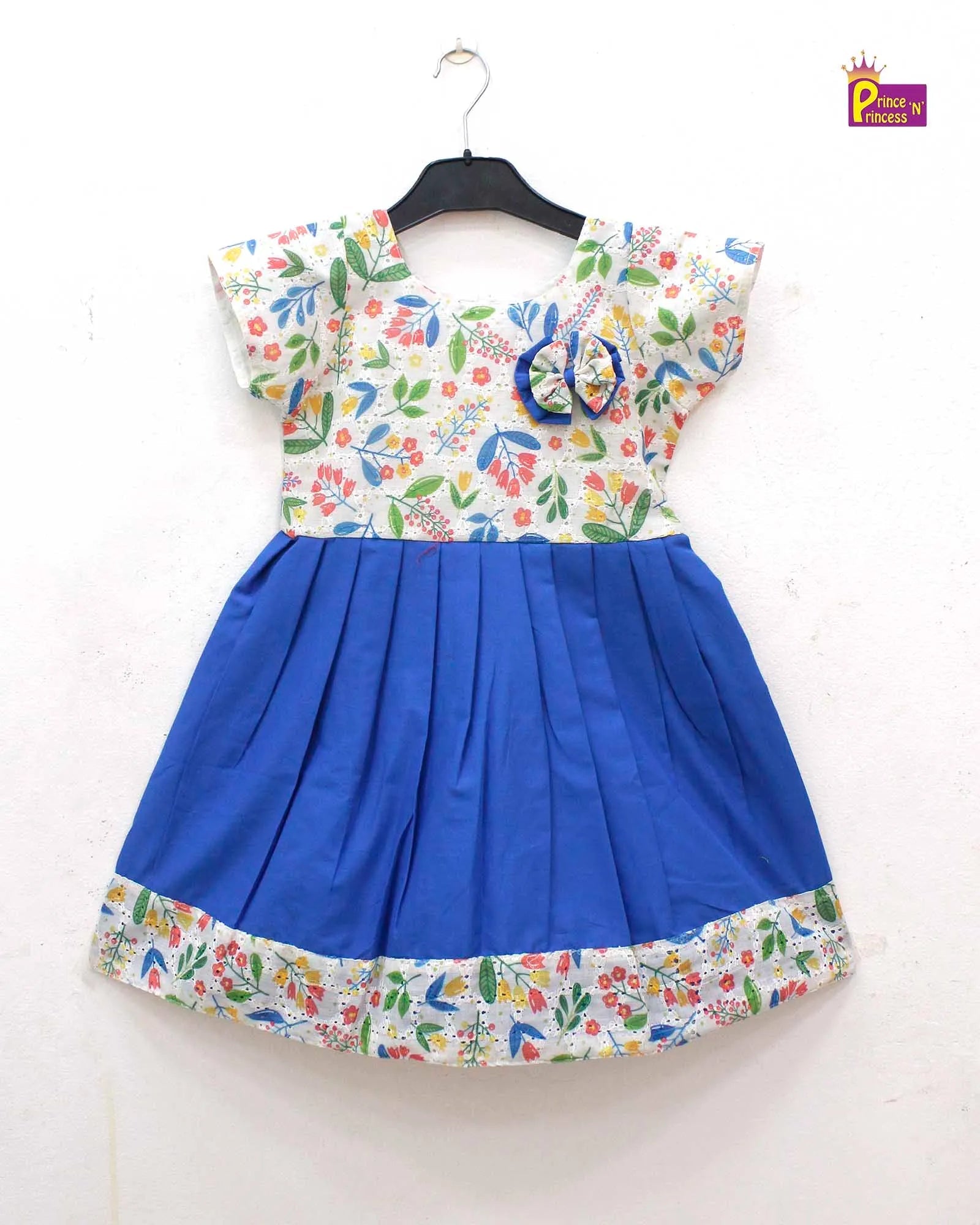 Kids Blue Hakbo Floral Tops with Cotton Skirt CF346 - Prince N Princess