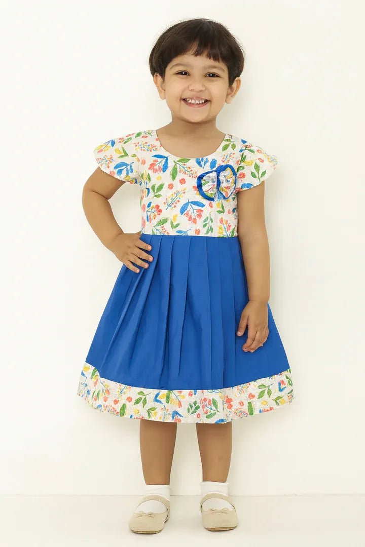 Kids Blue Hakbo Floral Tops with Cotton Skirt CF346 - Prince N Princess