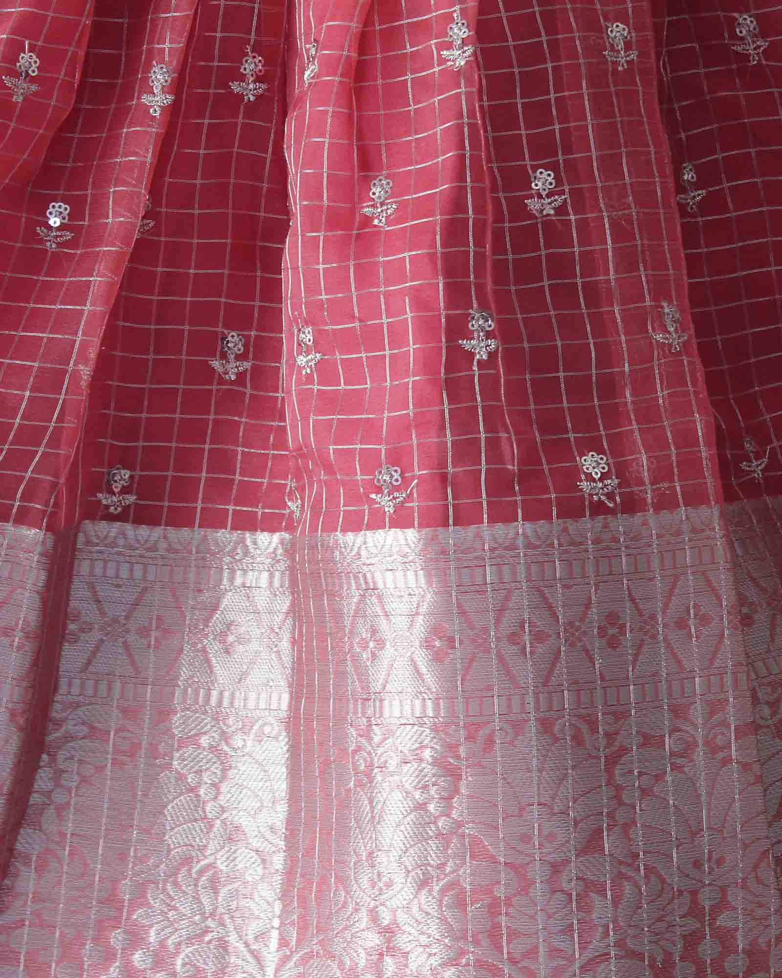 Kids Blue Red Organza AARI Ethnic Party Gown PG366 - Prince N Princess
