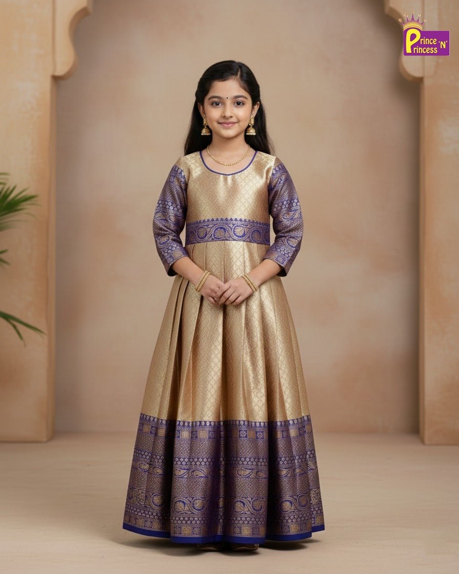 Kids Blue Traditional Gown with Shawl PG511 - Prince N Princess