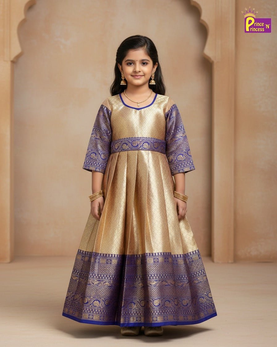 Kids Blue Traditional Gown with Shawl PG511 - Prince N Princess