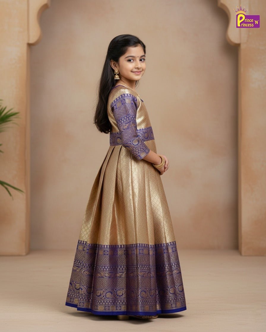 Kids Blue Traditional Gown with Shawl PG511 - Prince N Princess