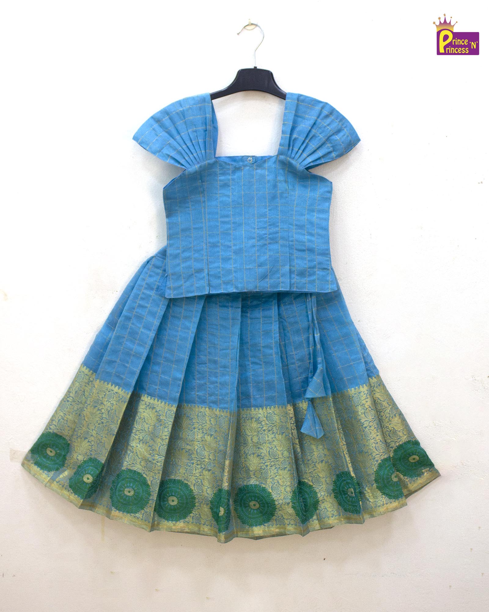 Kids Blue Traditional Pattu Pavadai PPP1850 - Prince N Princess