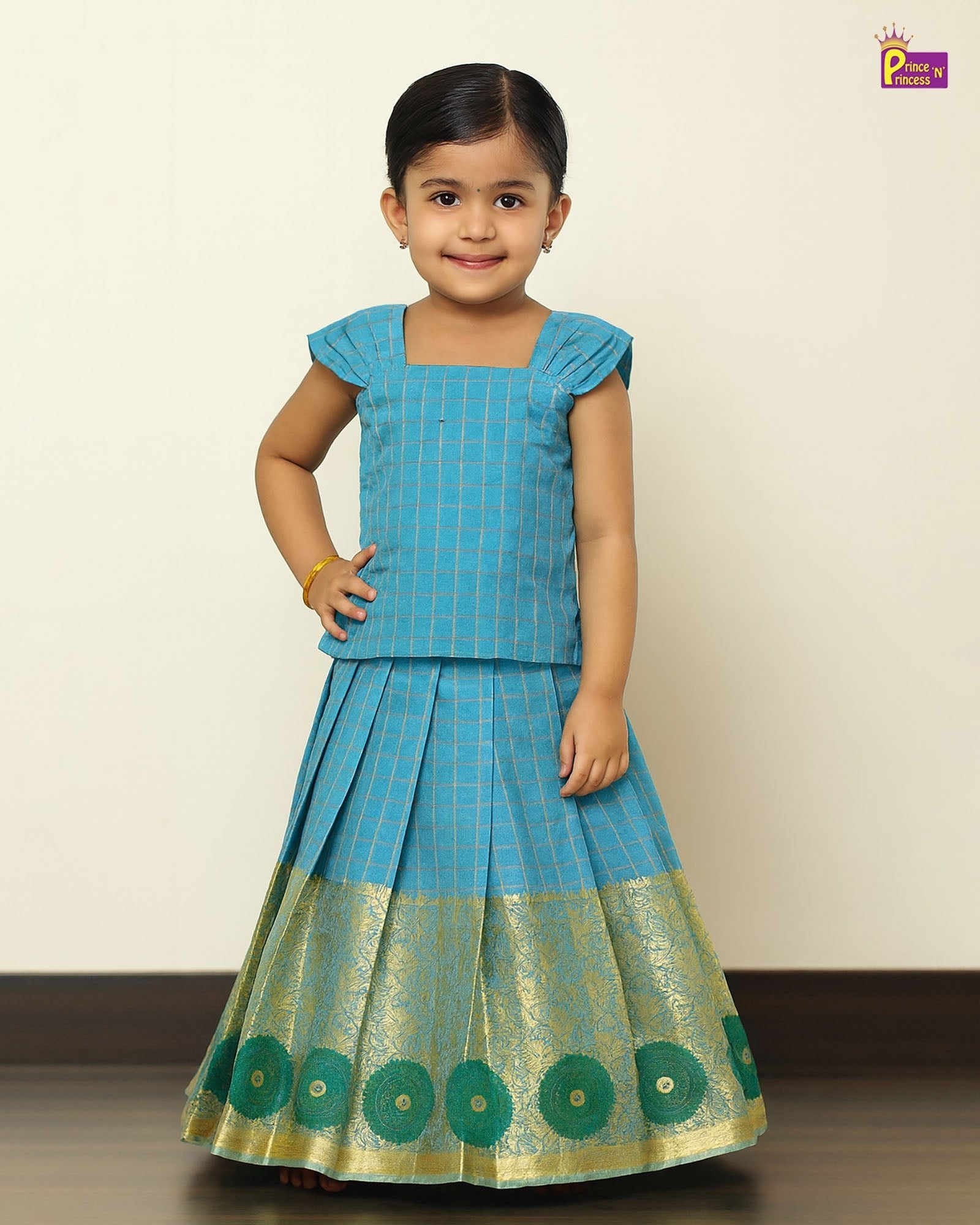 Kids Blue Traditional Pattu Pavadai PPP1850 - Prince N Princess