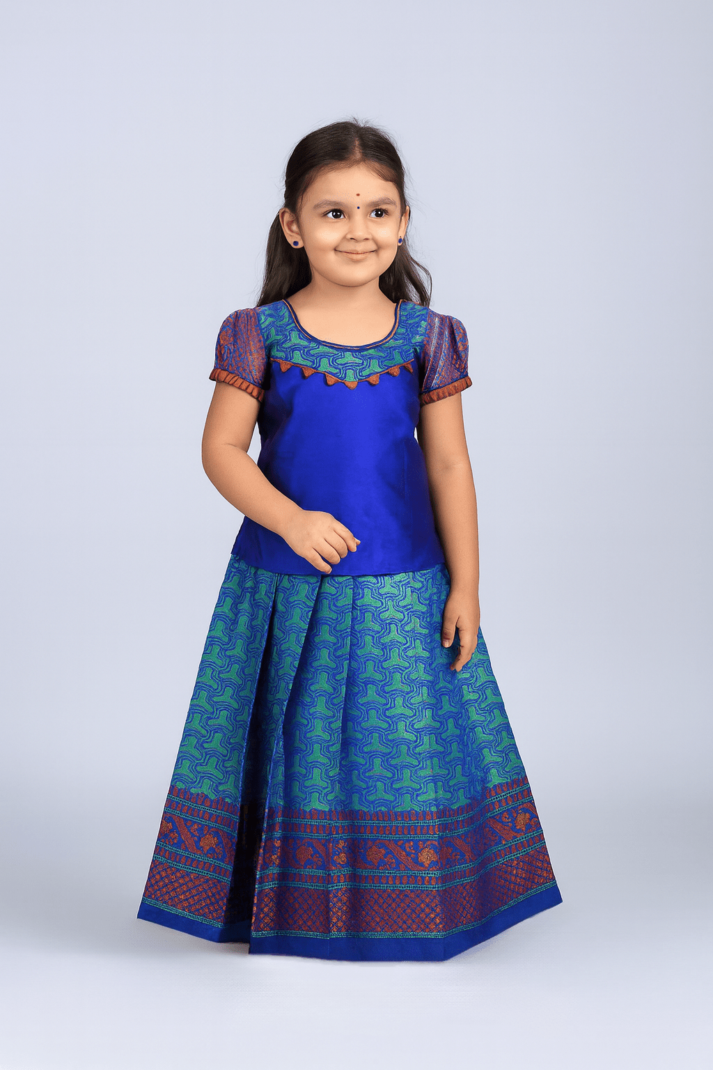 Kids Blue Traditional Pattupavadai PPP1602 - Prince N Princess