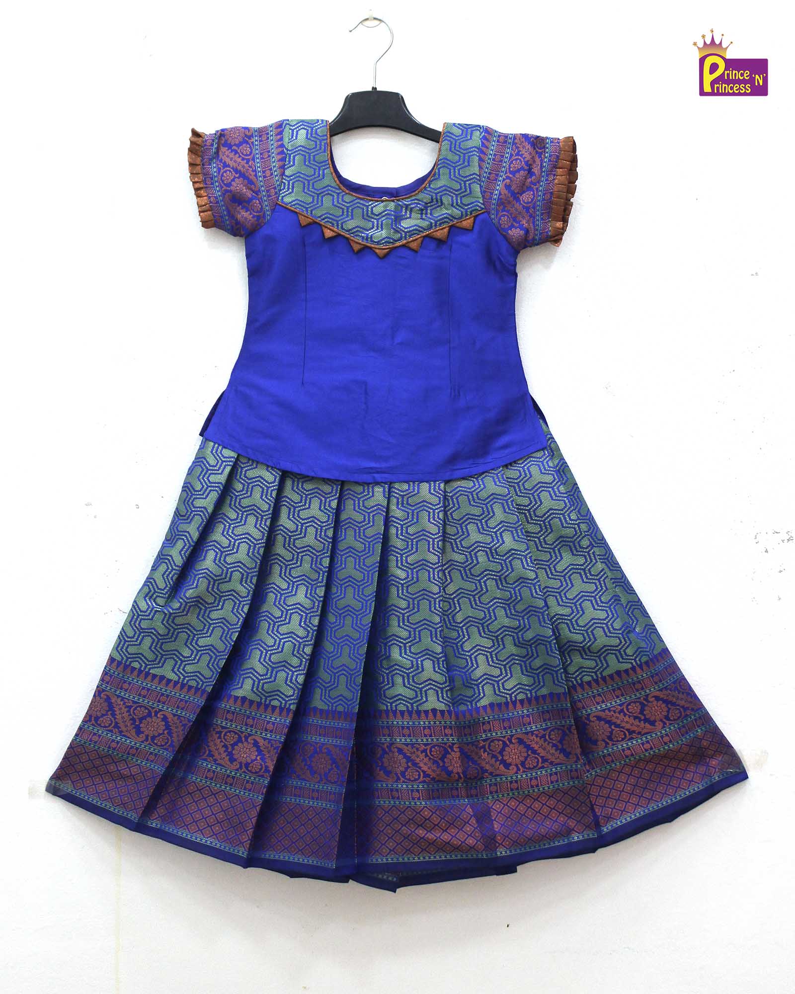 Kids Blue Traditional Pattupavadai PPP1602 - Prince N Princess