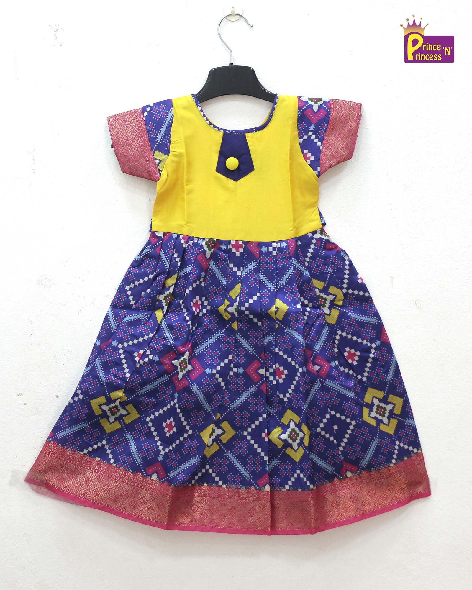 Kids Blue Yellow Ethnic Party Gown PG510 - Prince N Princess
