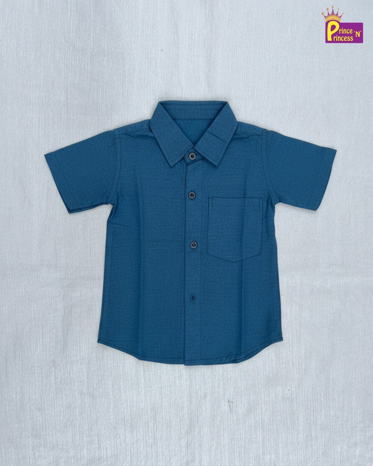 Kids Boys Peacock Blue Half Sleeve Silk Shirt SD111 for kids festival wear