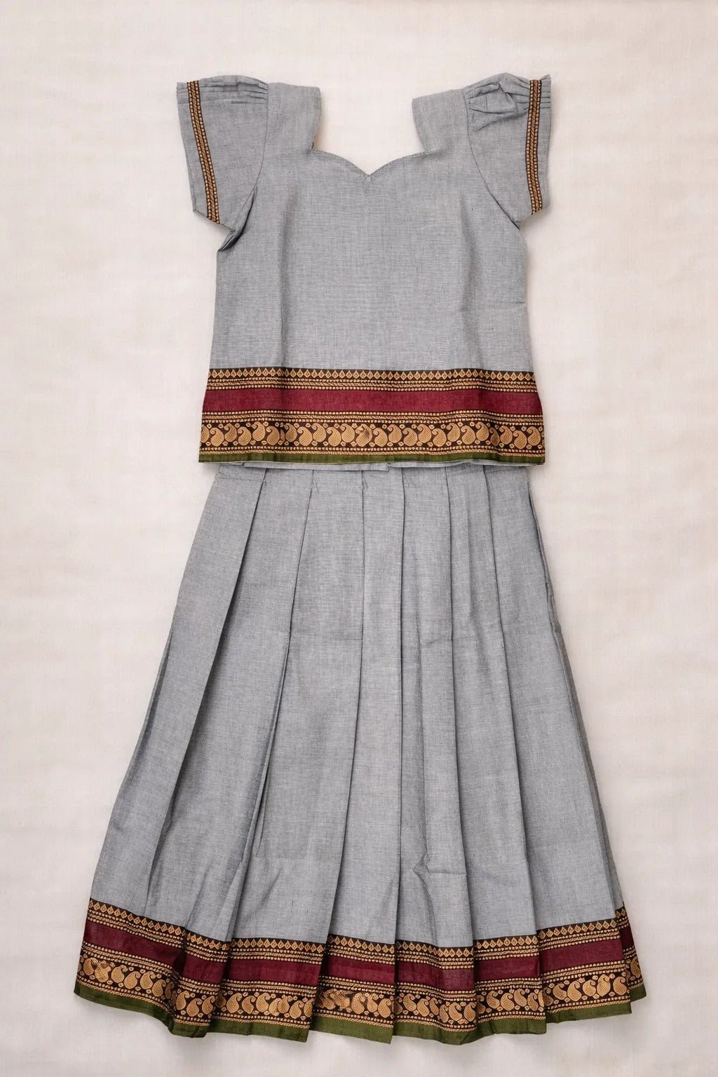 Kids Chettinad Cotton Pavadai Sattai Grey PPP1916 - Prince N Princess