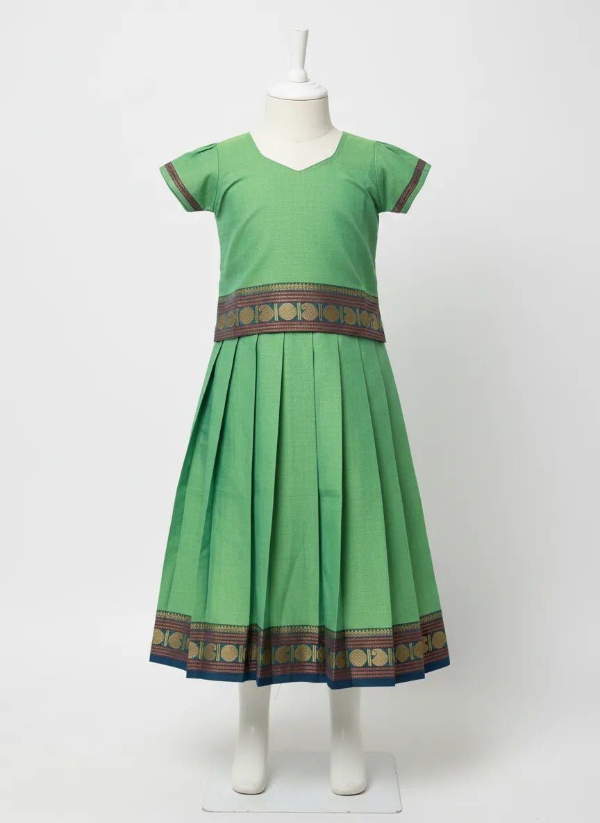 Kids Chettinad Cotton Pavadai Sattai Pista Green PPP1917 - Prince N Princess