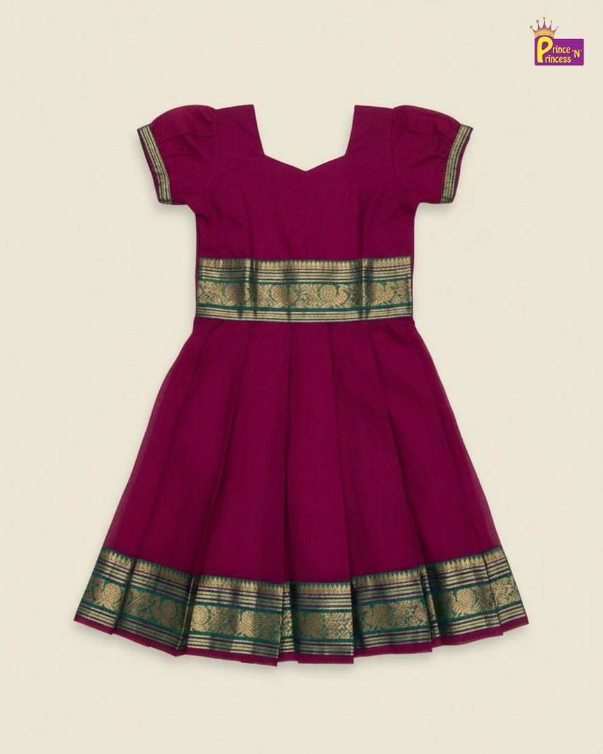 Kids Chettinad Cotton Pavadai Sattai Wine PPP1993 - Prince N Princess