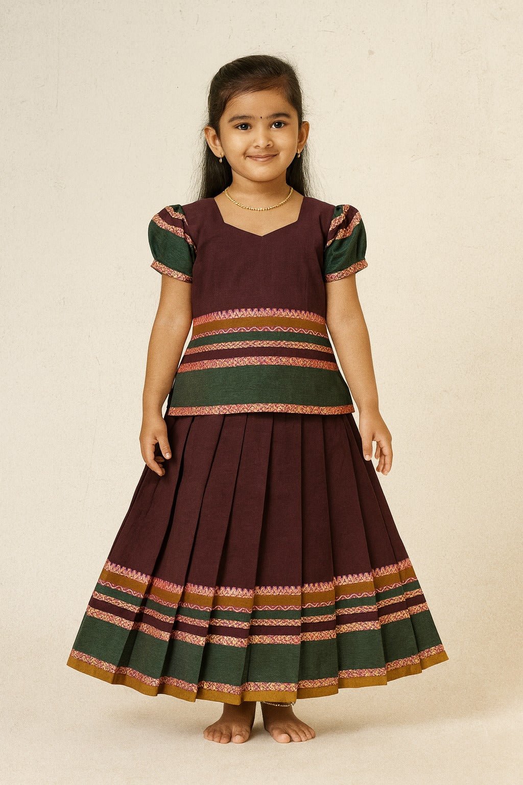 Kids Chettinad Cotton Traditional Pavadai Sattai PPP1866 for kids festival wear