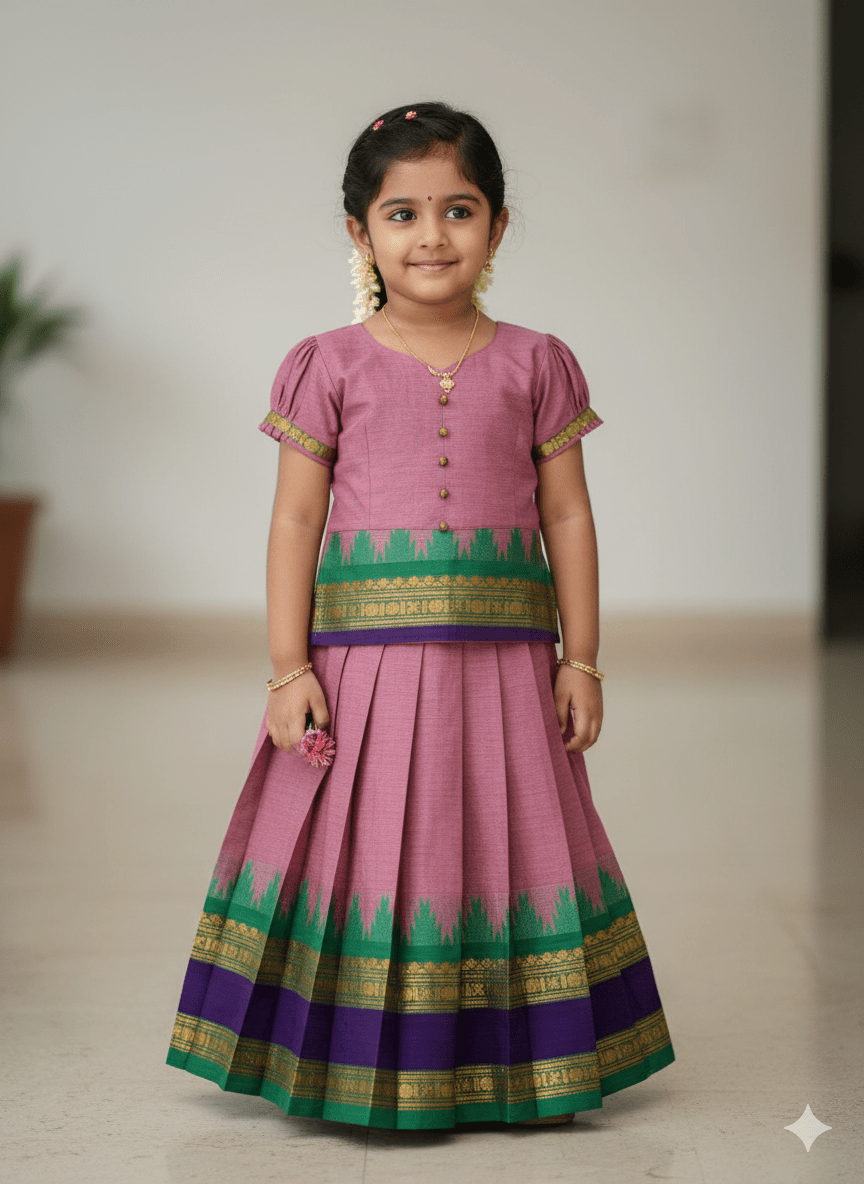 Kids Chettinad Cotton Traditional Pavadai Sattai PPP1974 - Prince N Princess