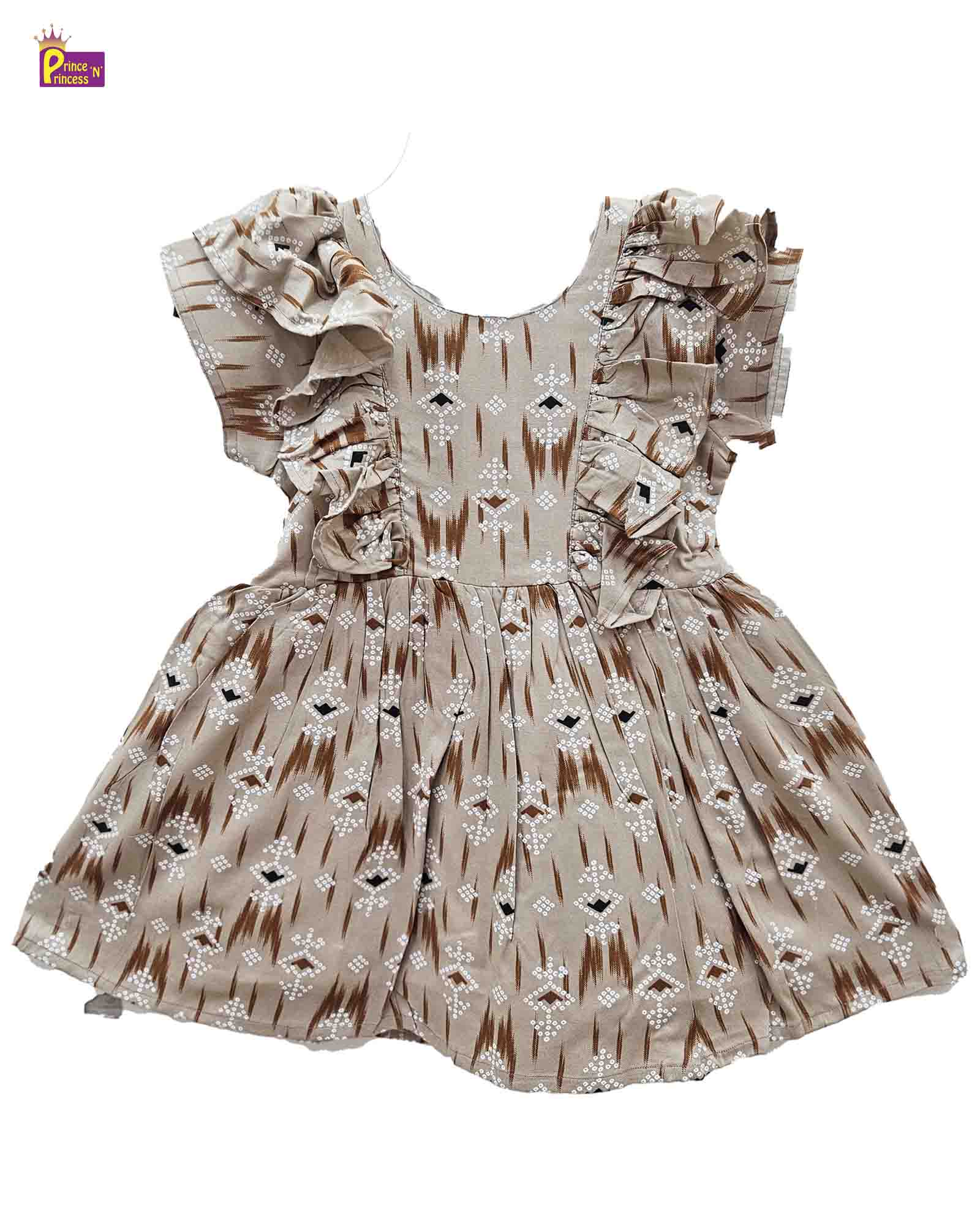 Kids Coffee brown Cotton Frock CF290 - Prince N Princess