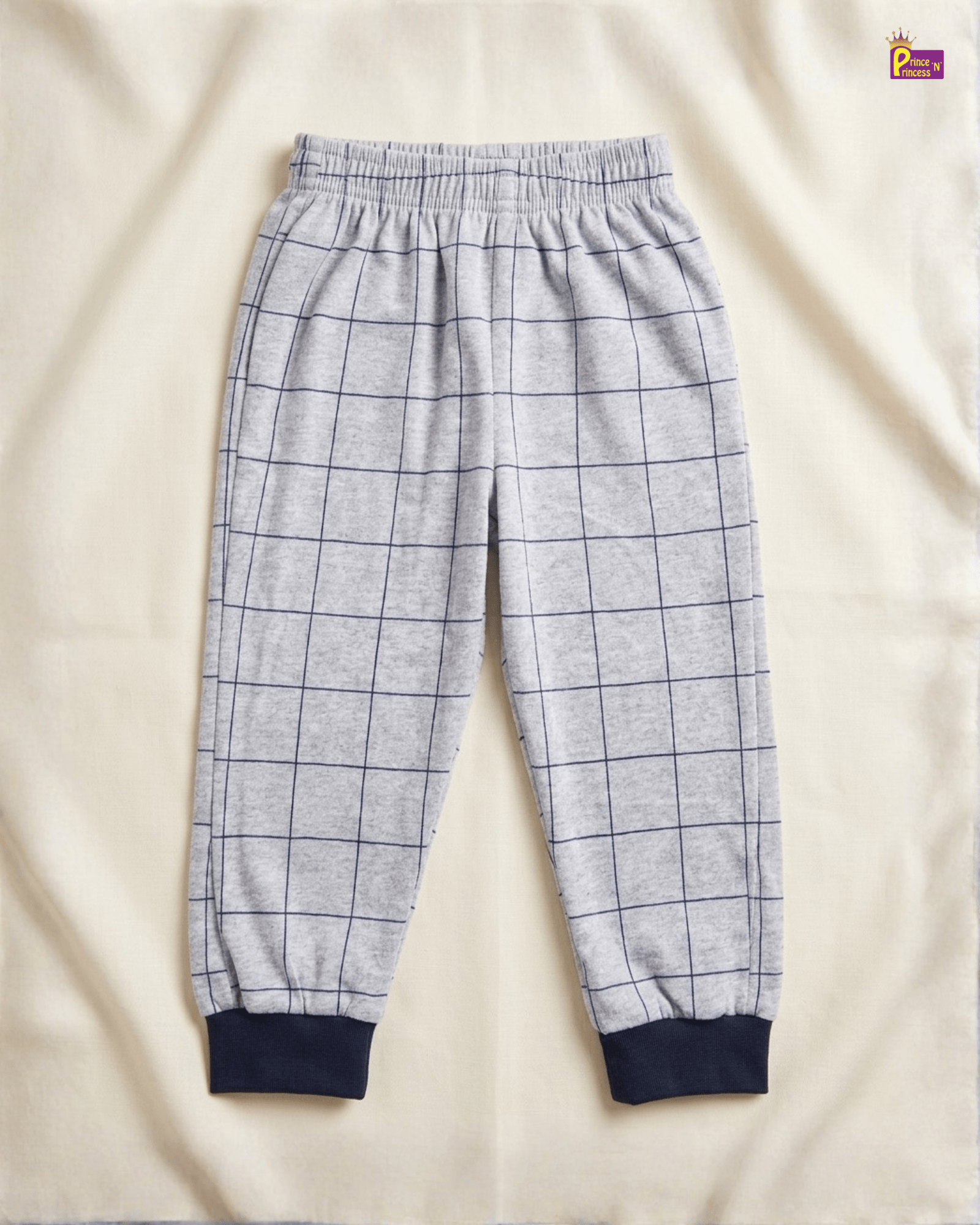 Kids Cotton Checked Summer Wear Trousers in Grey PT026 for kids festival wear