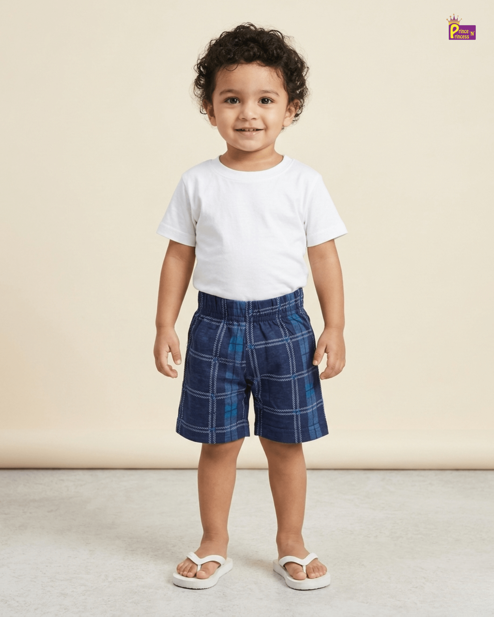 Kids Cotton Checkered Trousers in Blue SH025 for kids festival wear