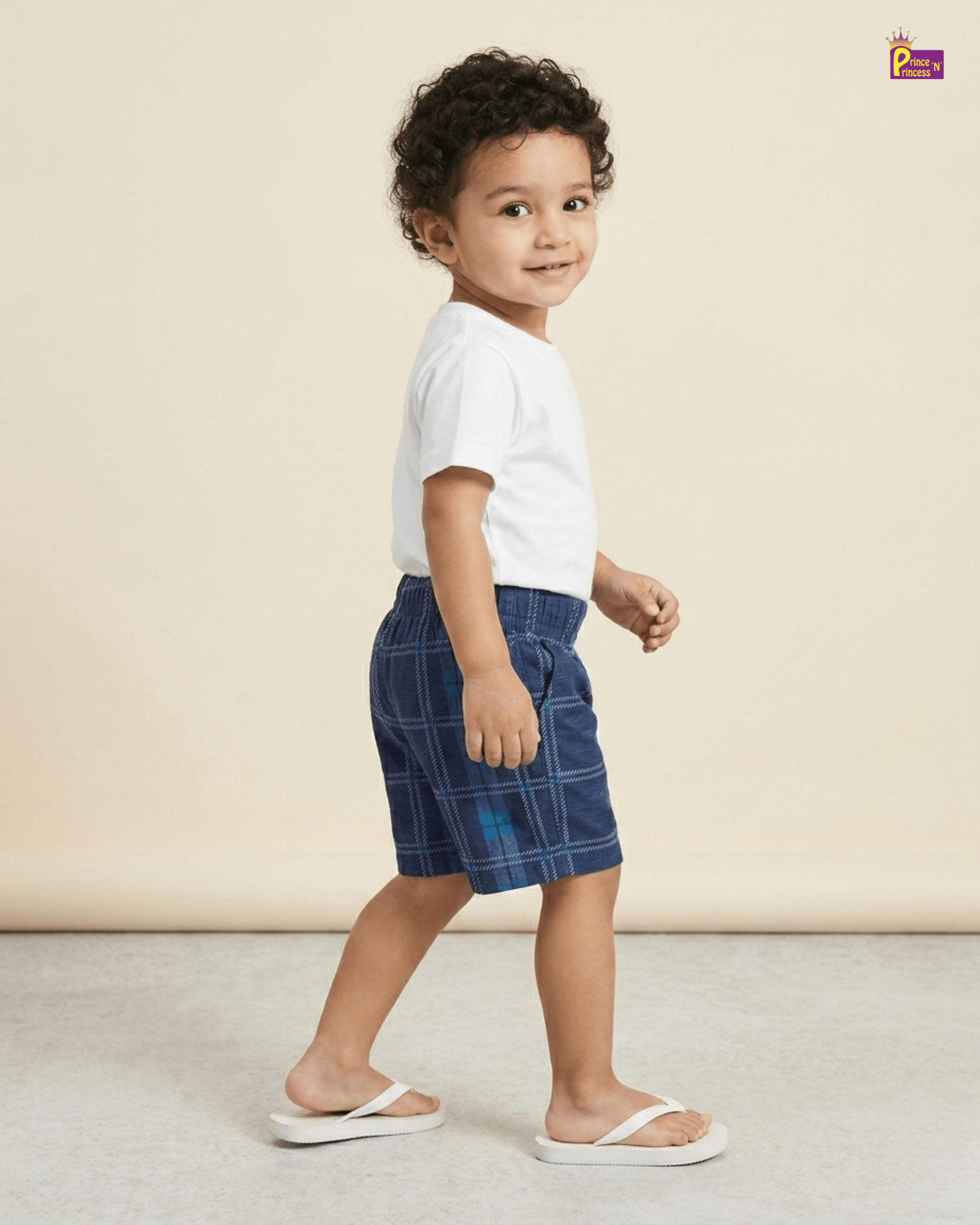 Kids Cotton Checkered Trousers in Blue SH025 for kids festival wear