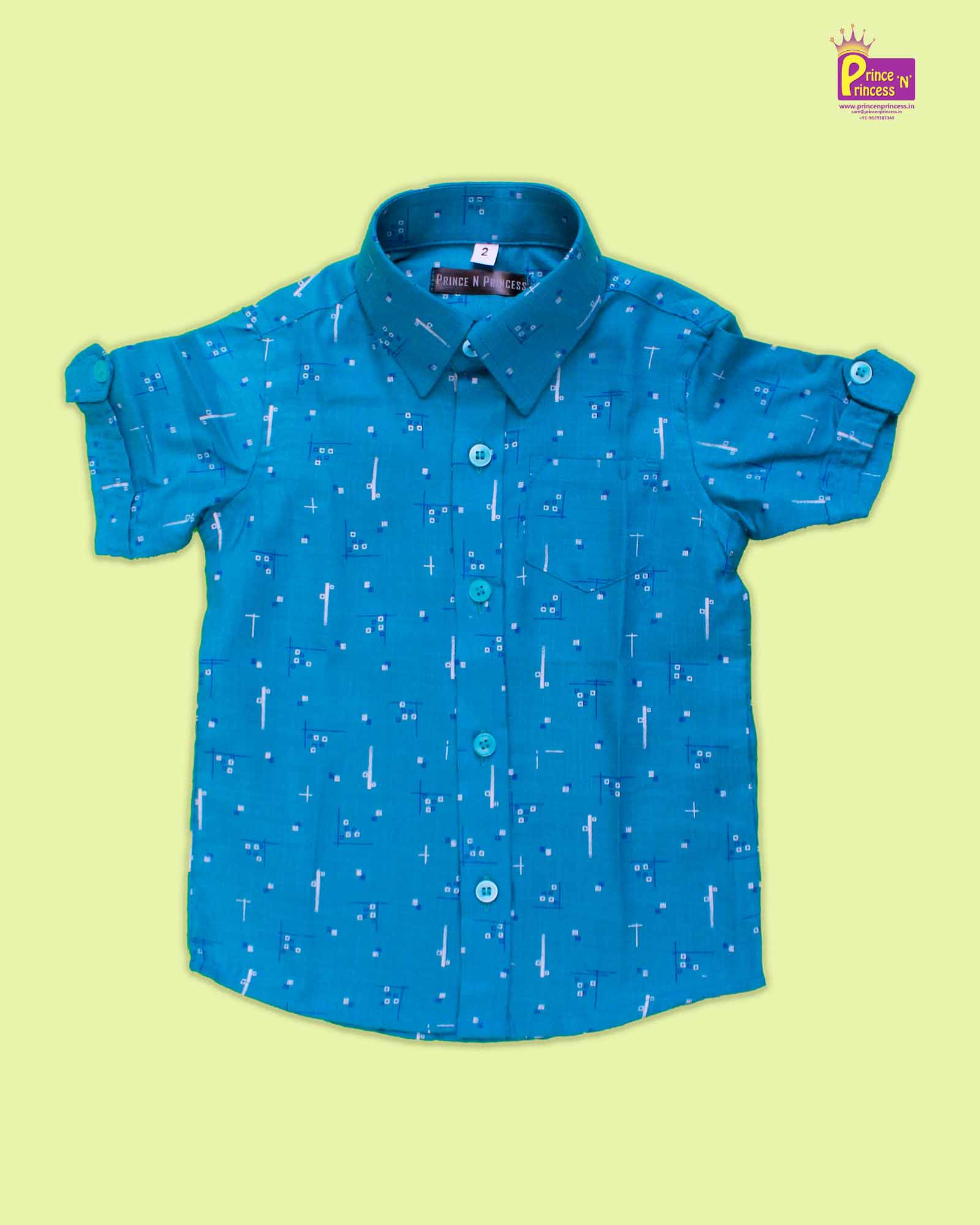 Kids Cotton French Blue Half Sleeve shirt ST016 - Prince N Princess