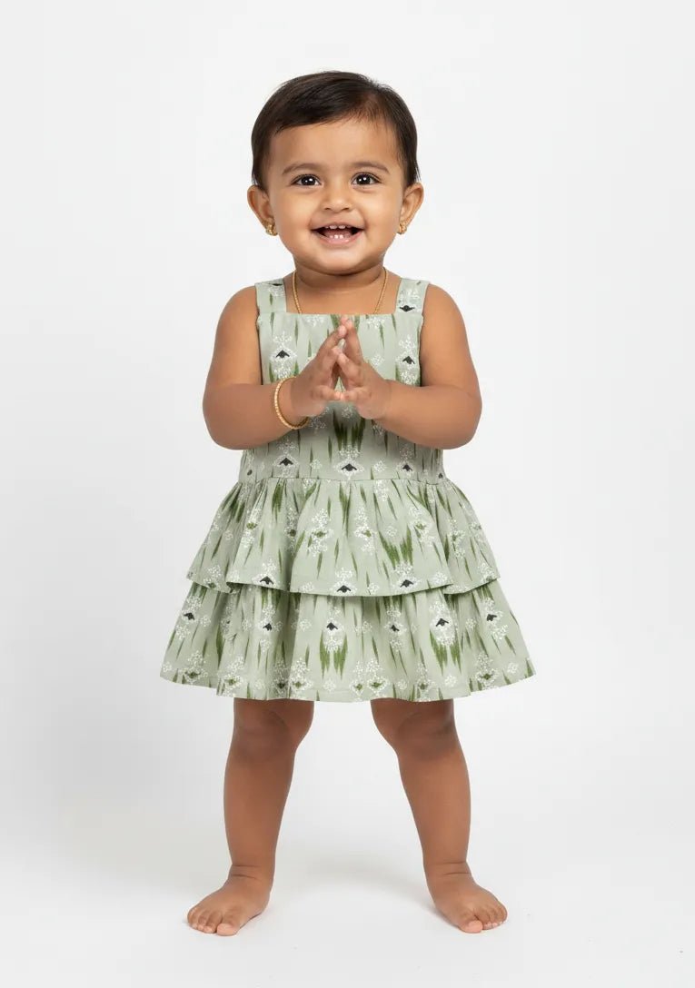 Kids Cotton Frock in Green CF296 - Prince N Princess
