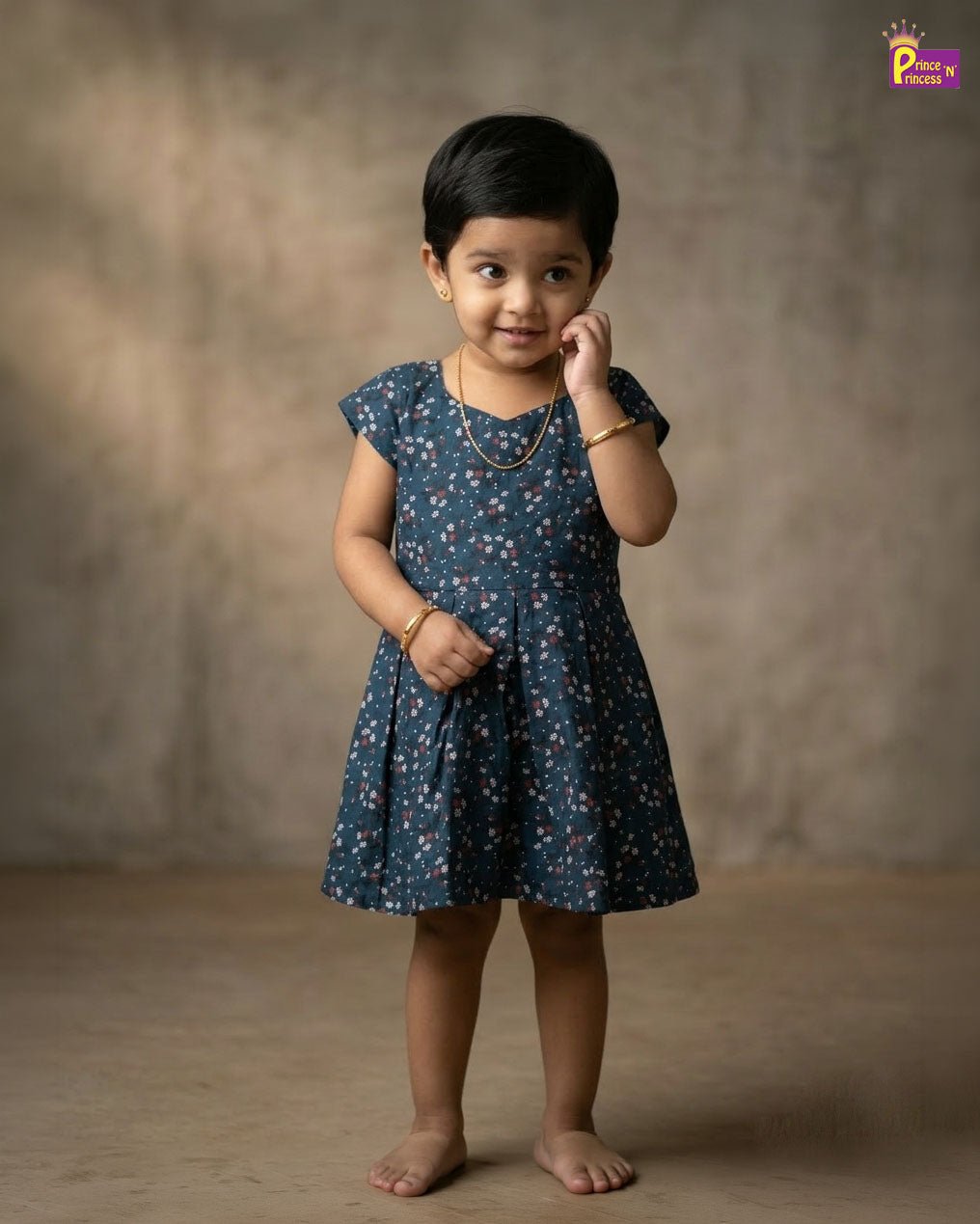 Kids Cotton Frock in Peacock Blue CF301 - Prince N Princess